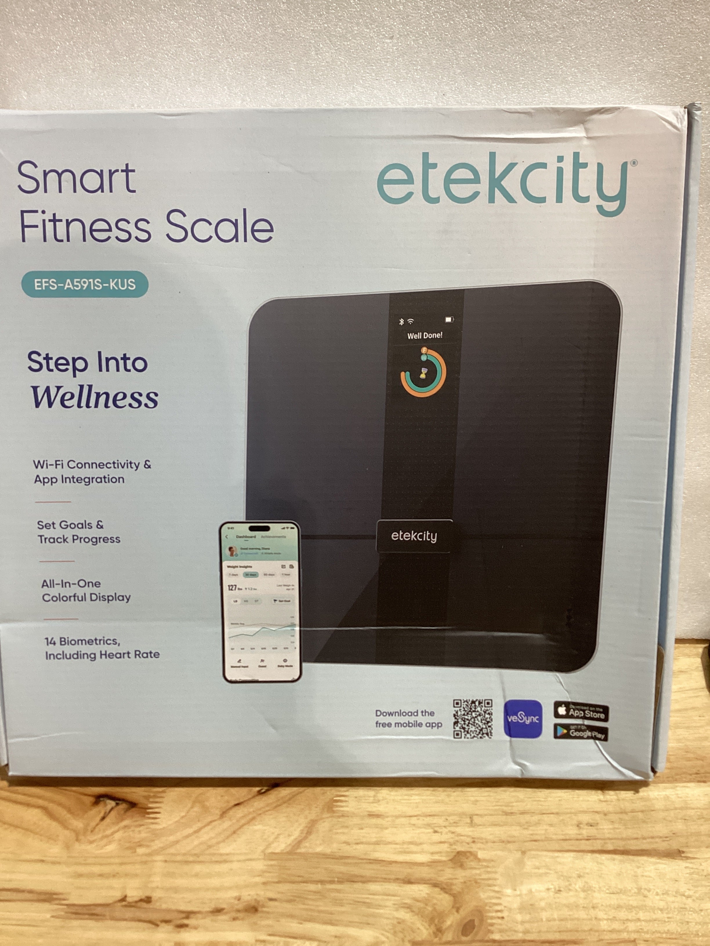 Báscula Inteligente Etekcity – Medición de Peso, Grasa, IMC y Masa Muscular, Compatible con Apple Health
