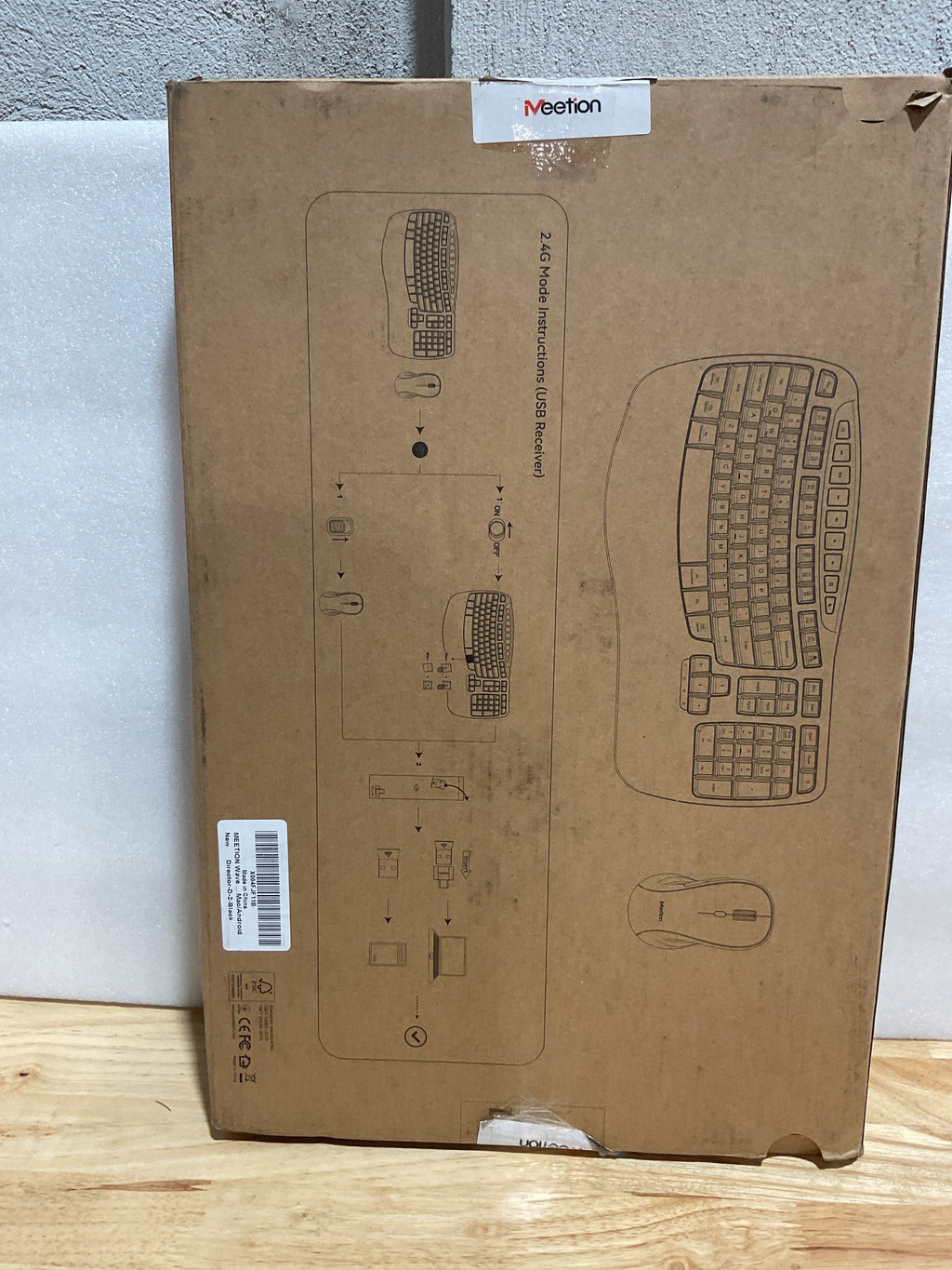 Combo Teclado Ergonómico y Mouse Inalámbrico MEETION – Teclas Wave, Receptor USB 2.4G, Negro