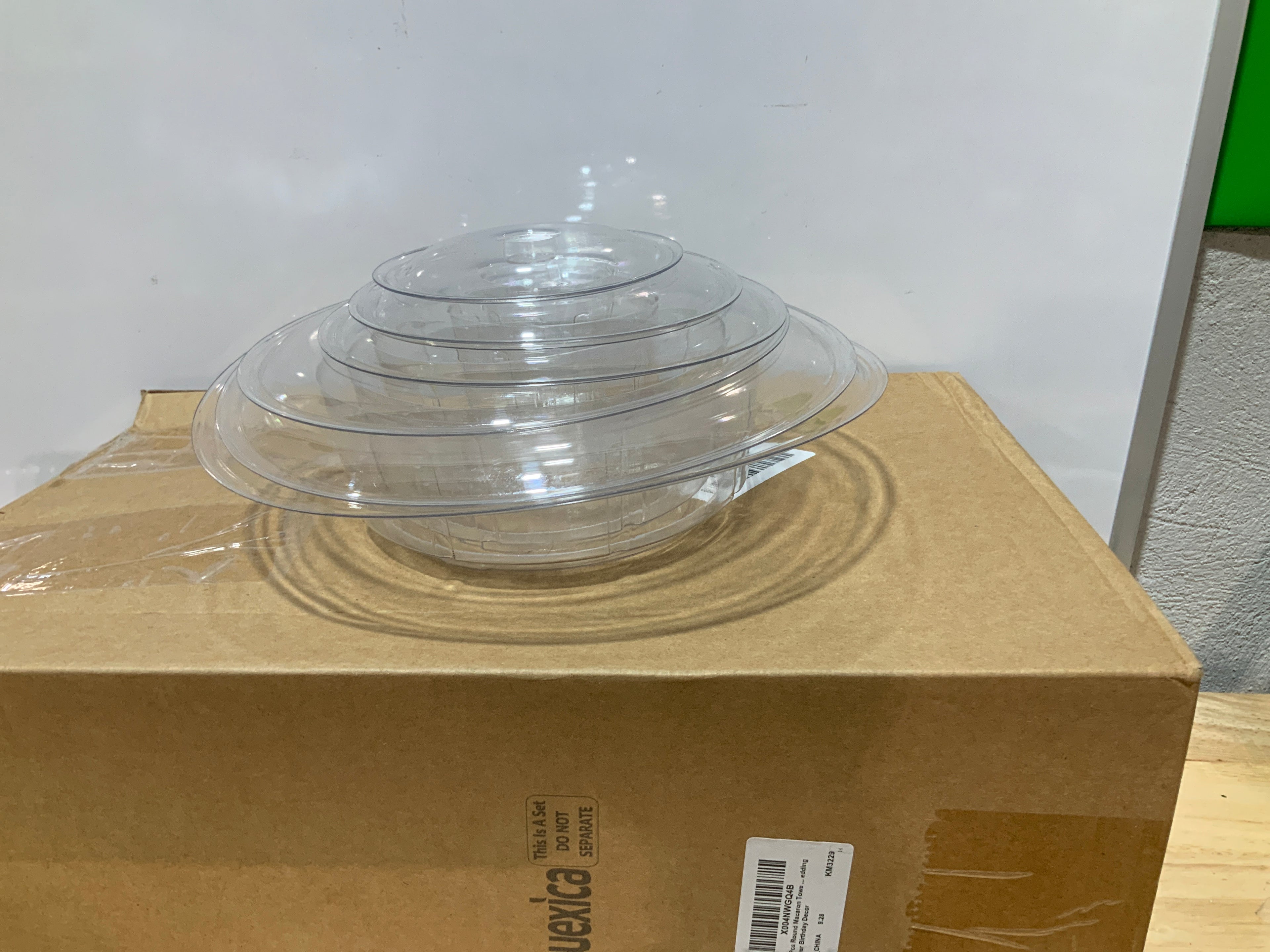 Juexica 4 Pcs Round Macaron Tower Stand 6 Tiers Plastic Cupcake Display Rack Macaron Display Wedding Cupcake Food Serving Stands Clear Dessert Towers for Wedding Baby Shower Birthday Decor