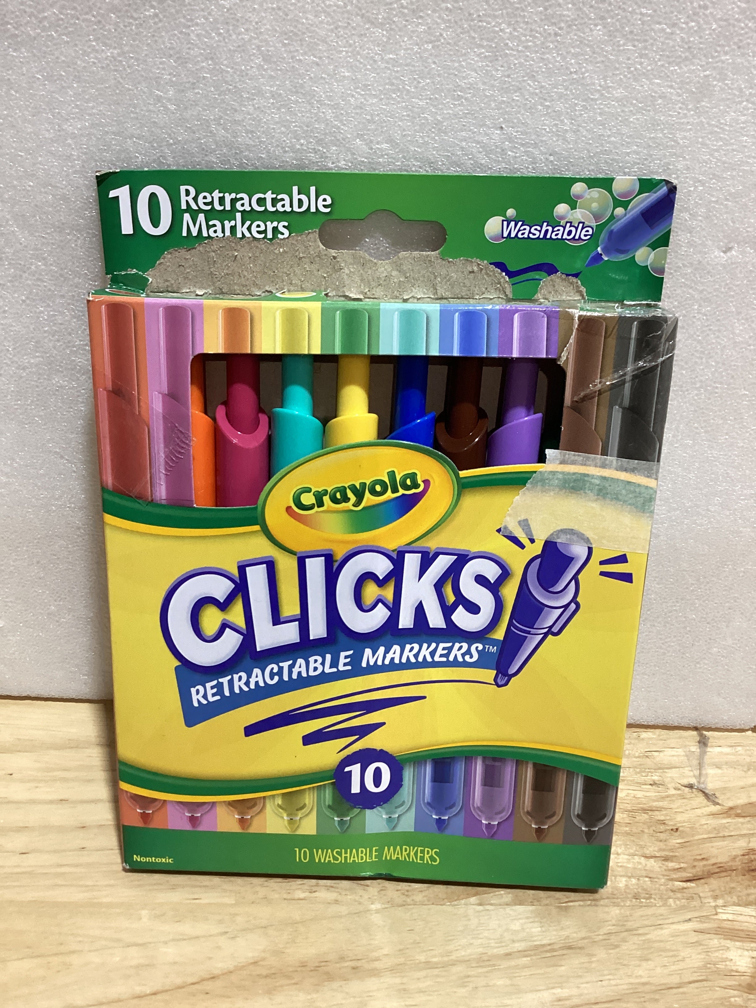 Crayola Clicks - Marcadores retráctiles de punta (10 quilates), juego de marcadores de punta de cono lavables, bonitos suministros escolares estéticos, imprescindibles para el aula, a partir de 3 años