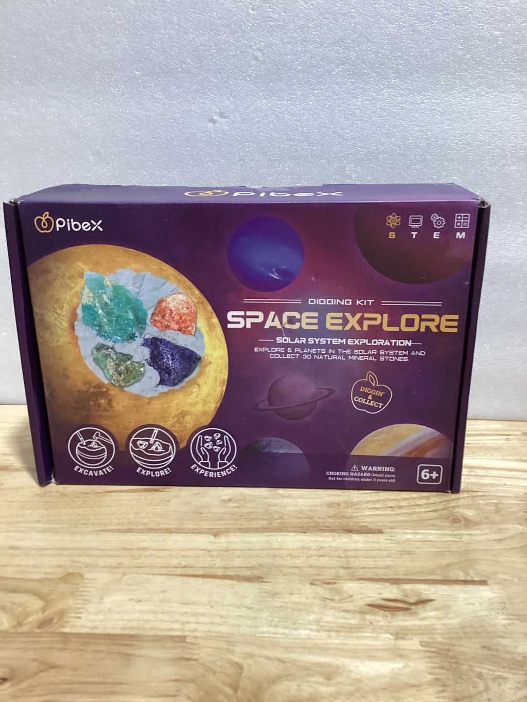 Kit de Excavación de Gemas PIBEX | 30 Rocas y Minerales del Sistema Solar | Juguete Científico para Niños 6-12 años