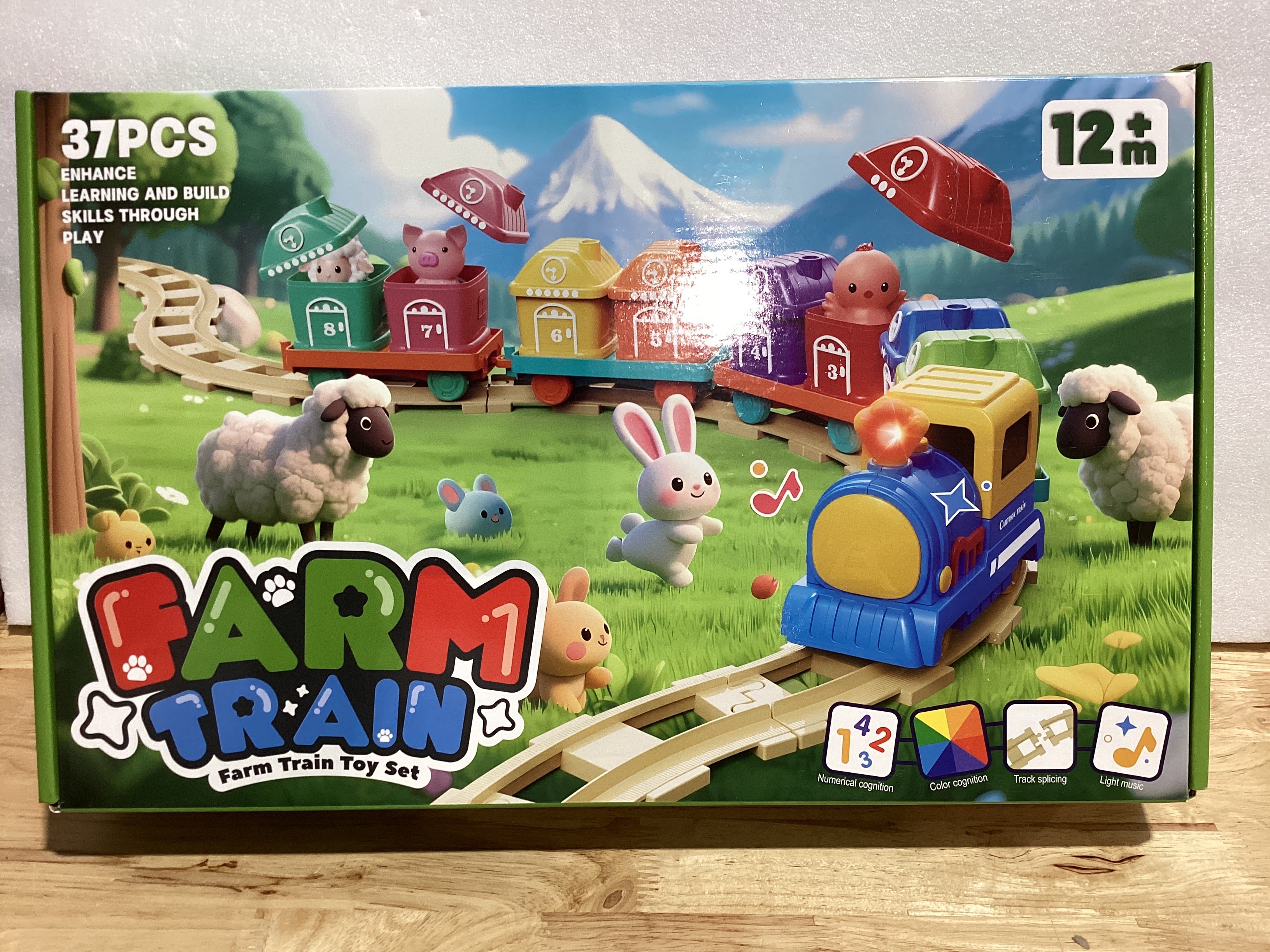 Set de Tren Eléctrico para Niños 1-4 Años | Música, Luces, Rieles, 8 Animales y 8 Establos | Juguete Educativo | Regalo Cumpleaños