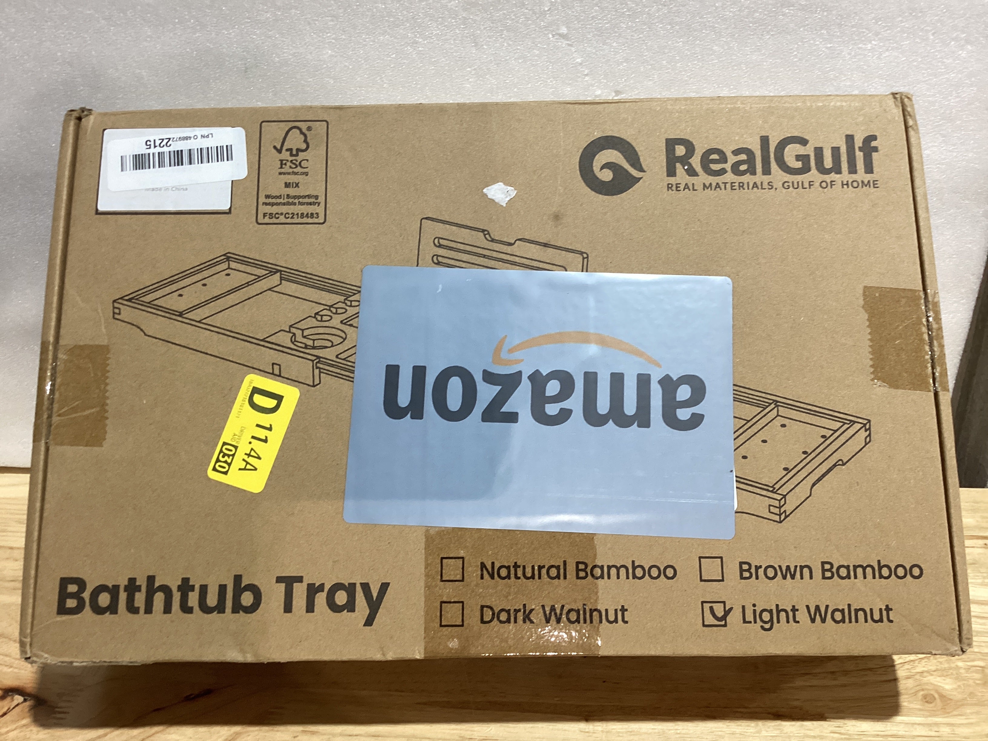 Bandeja de Bañera de Madera Teca Realgulf — Ancho Ajustable con Soporte para Vino, Tablet y Libro