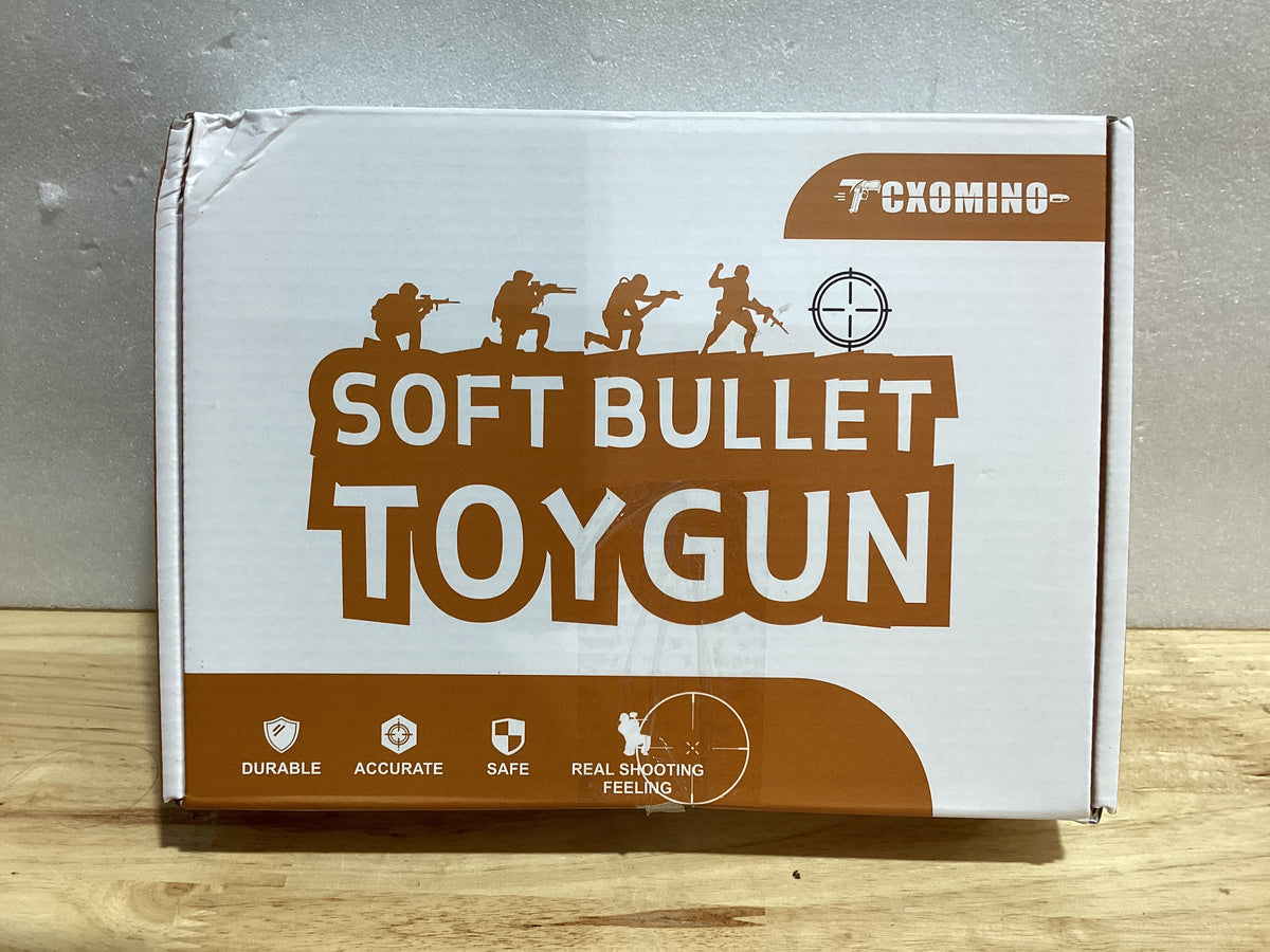 Tcxomino Revólver de Juguete Negro con Balas Blandas | Pistola con Funda, Gafas, 60 Balas de Espuma y 12 Casquillos | Juego de Tiro