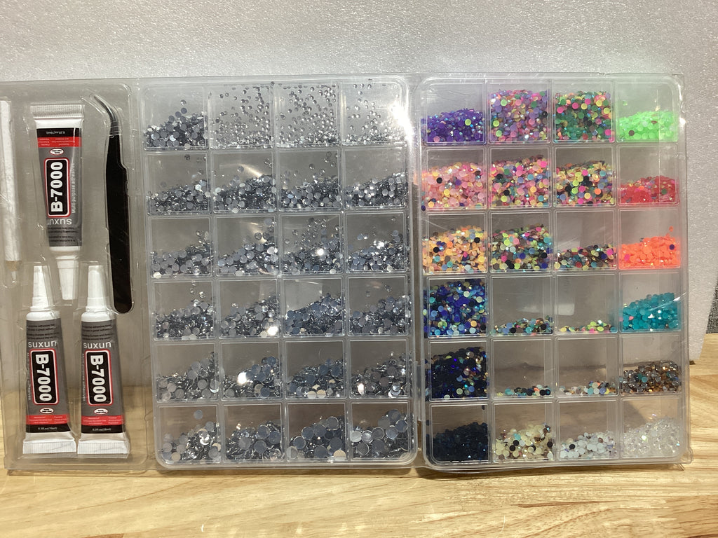 Set de 2 Cajas de Diamantes de Imitación para Decoración – Manualidades y Arte