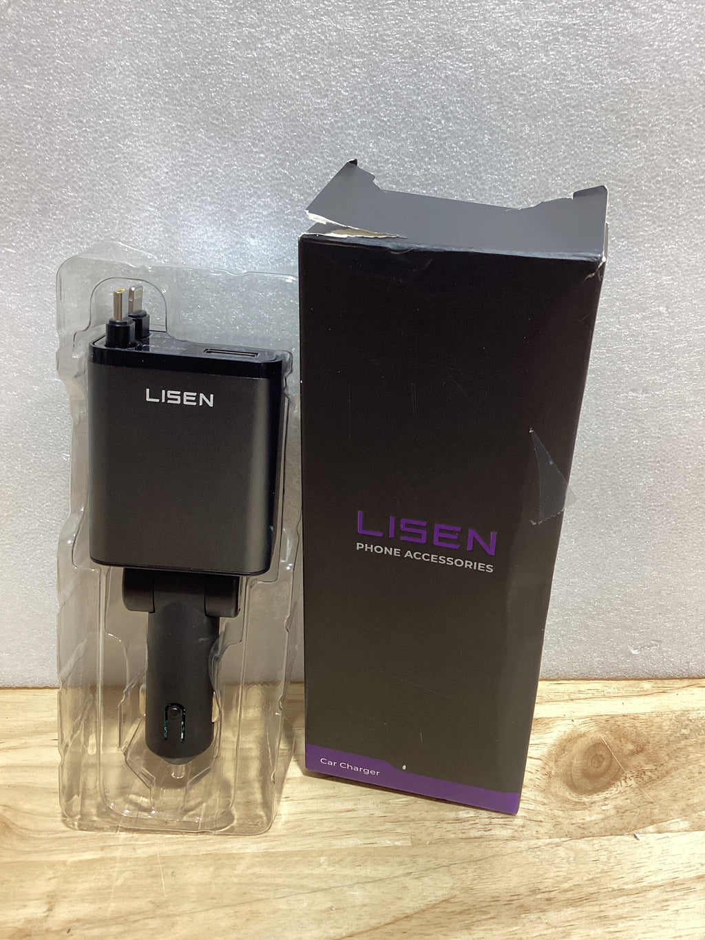 LISEN - Cargador retráctil para automóvil, adaptador de cargador de automóvil USB C de 69 W, carga rápida para iPhone 16, 15, 14, 13, 12, Samsung, gris