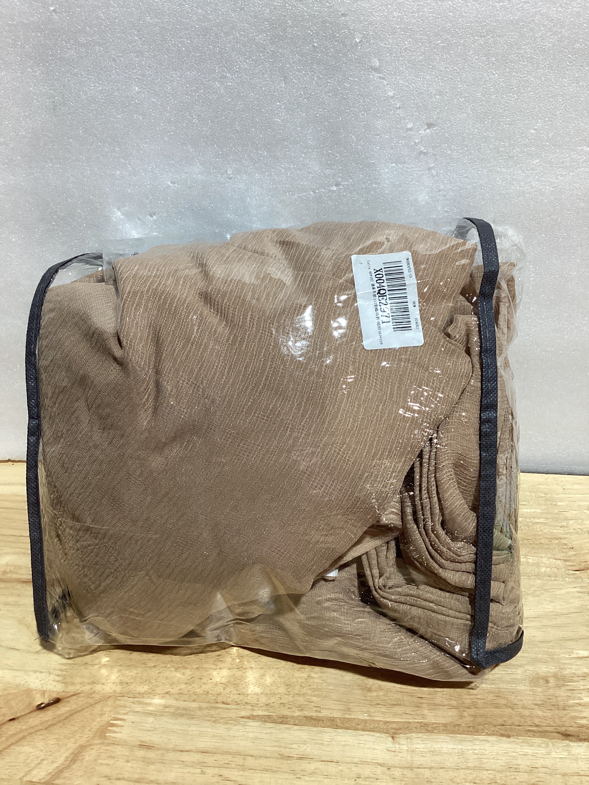 Cortinas de Lino Estilo Farmhouse 102 Pulgadas – Set 2 Paneles Marrón Beige, Plisadas con Ganchos para Riel, Filtrado de Luz