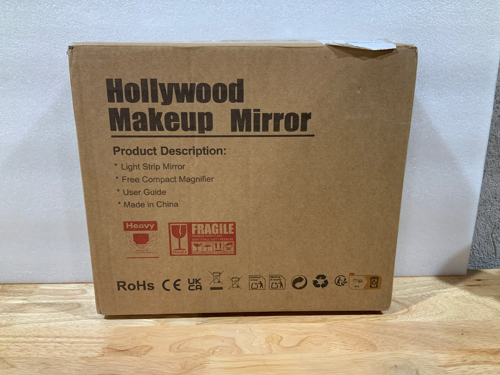 Espejo de tocador FENCHILIN con luces de 30 x 25 cm, espejo de maquillaje iluminado y espejo Hollywood con control táctil inteligente, luz LED regulable de 3 colores, rotación de 360° y aumento de 10X (blanco). 