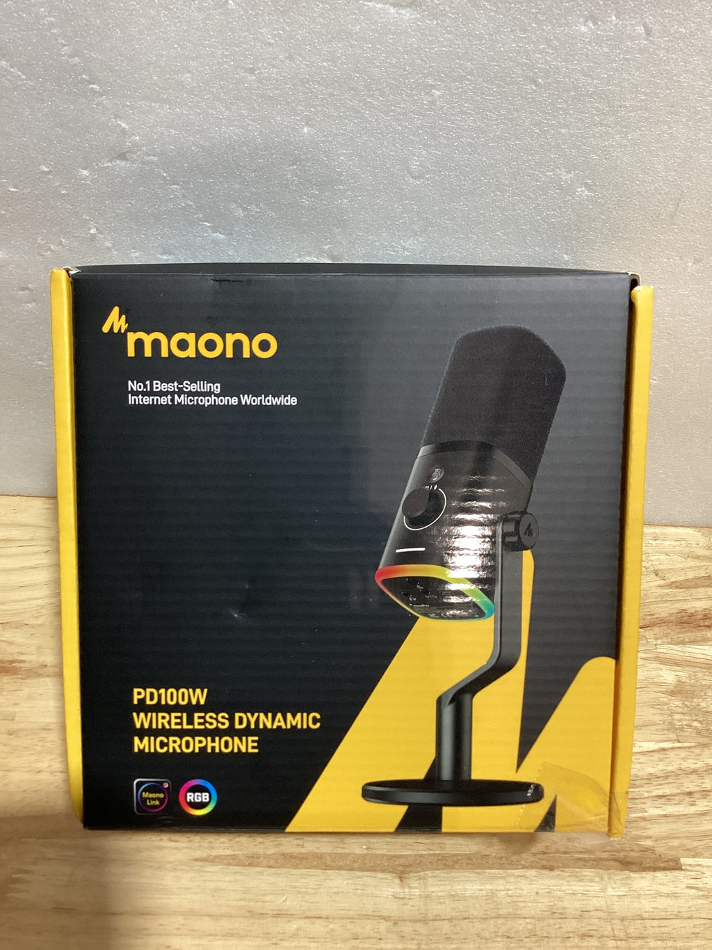MAONO - Micrófono dinámico USB inalámbrico PD100W, micrófono de PC para juegos con reducción de ruido de un solo clic, botón de silencio, RGB personalizado, conector de auriculares de 0.138 in