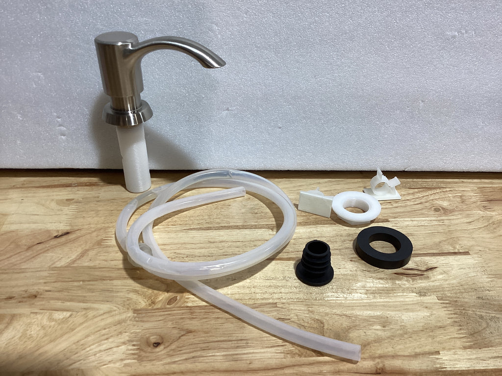 SAMODRA – Dispensador de Jabón Empotrado para Fregadero | Acabado Niquelado Cepillado | Tubo Extensión 39" | Diseño Antifugas | Recarga Sin Desmontar