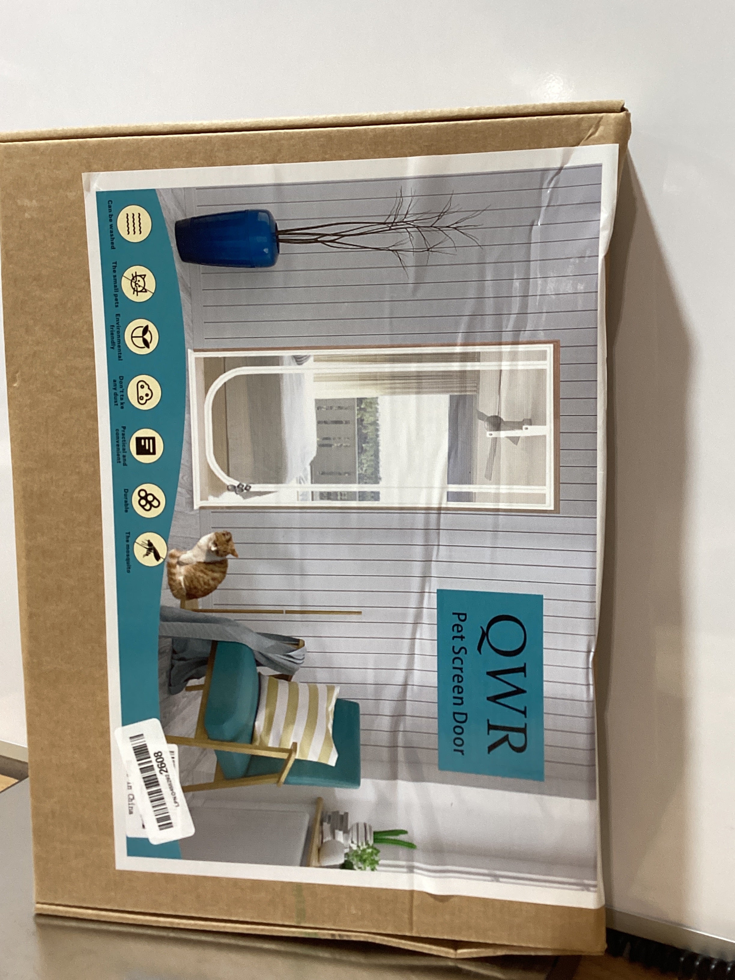Puerta de Malla Reforzada para Gatos – Cierre con Cremallera en U, 86x211 cm, Blanca