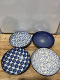 Tazones Selamica 9.6" — Set de 4 Bowls Cerámicos Azul Vintage