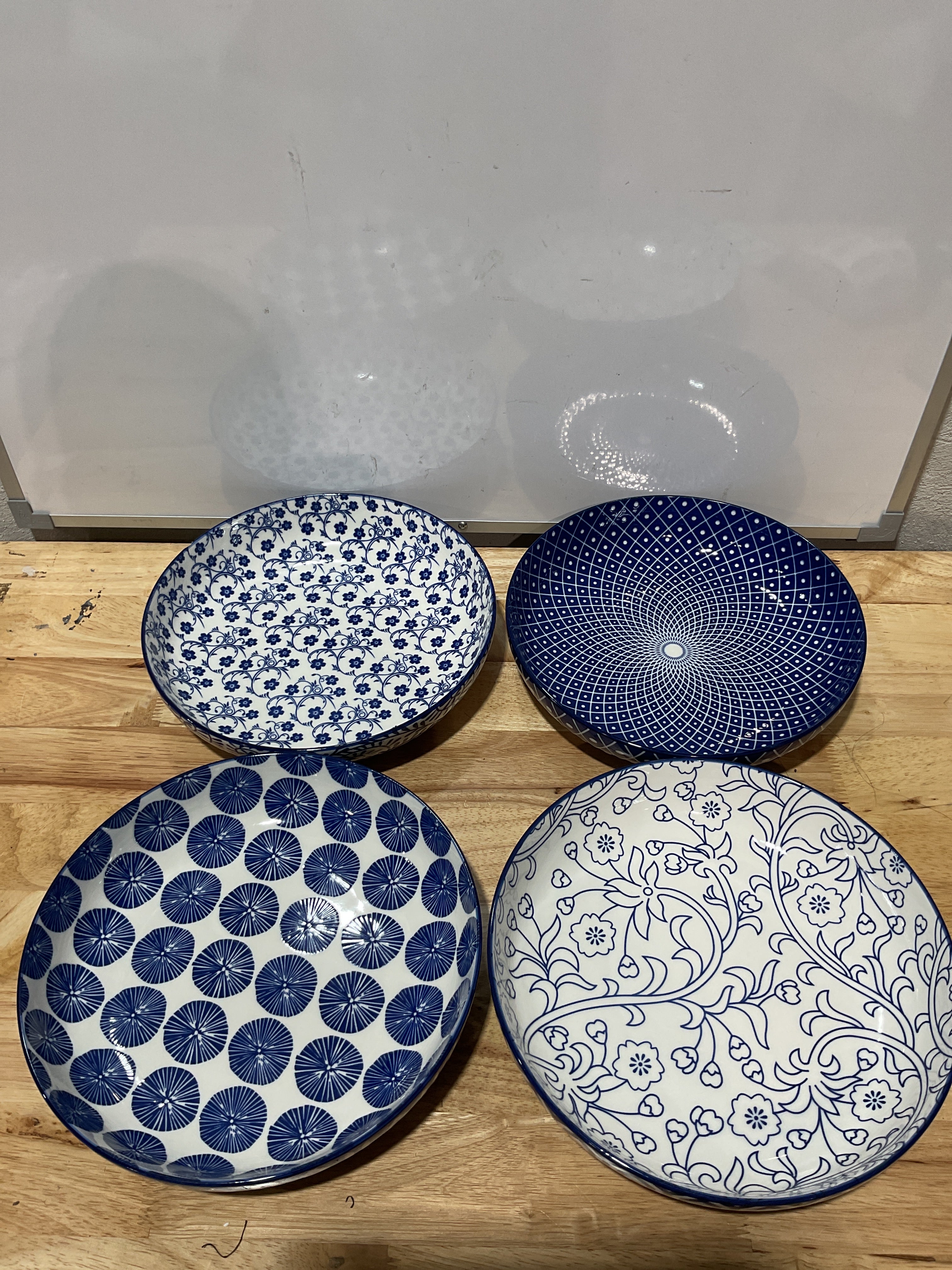 Tazones Selamica 9.6" — Set de 4 Bowls Cerámicos Azul Vintage