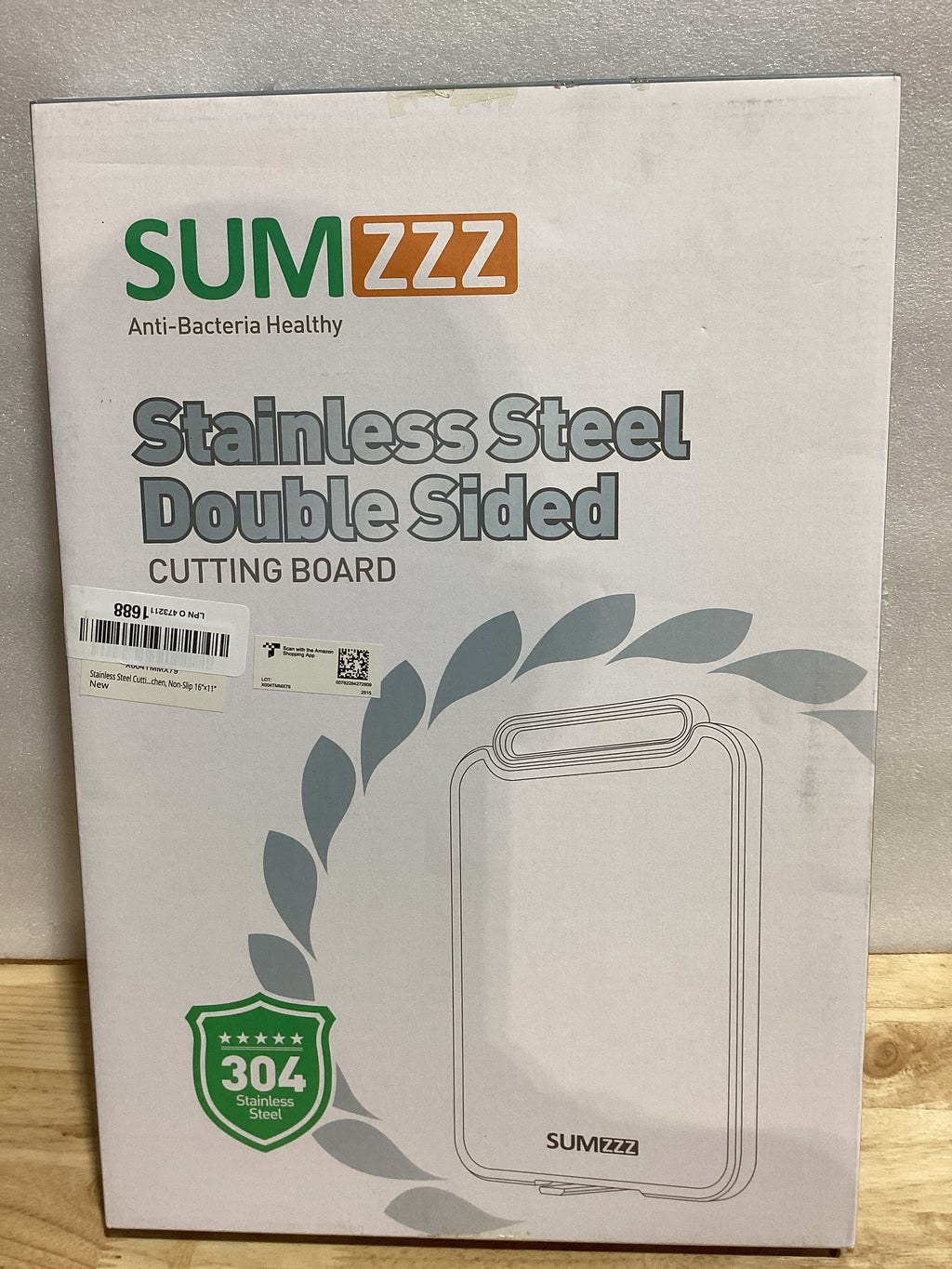 Tabla de Cortar de Acero Inoxidable Sumzzz 2 en 1 — Doble Cara, Grado Alimenticio, Antideslizante, 16x11 Pulgadas