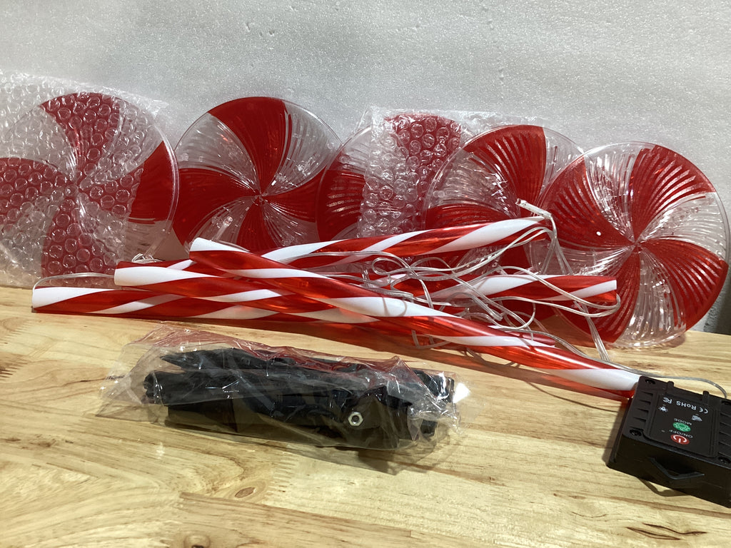 Luces Solares Navideñas BRIGHTDECK Lollipop — Pack de 5 LED con 8 Modos de Iluminación, Color Rojo