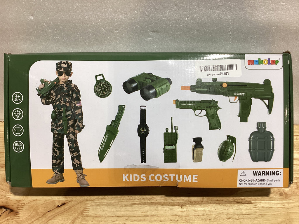 Disfraz militar de juguete MSKOLER para niños de 3 a 8 años - Disfraz de soldado raso para niños con equipo, accesorios y uniforme, regalos, disfraces de Halloween para niños de 3 a 12 años.