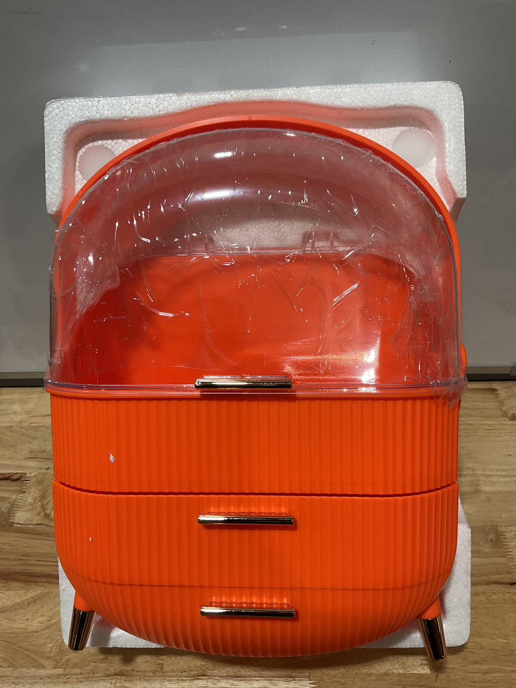 Organizador de Maquillaje Oval MASSY | Caja Portátil para Tocador y Cosméticos Estilo Preppy