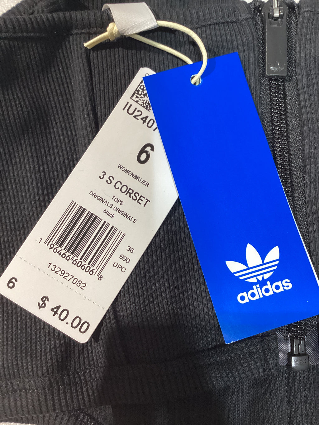 Corsé Adidas Originals Adicolor 3 Bandas para Mujer – Talla 6, Color Negro/Blanco