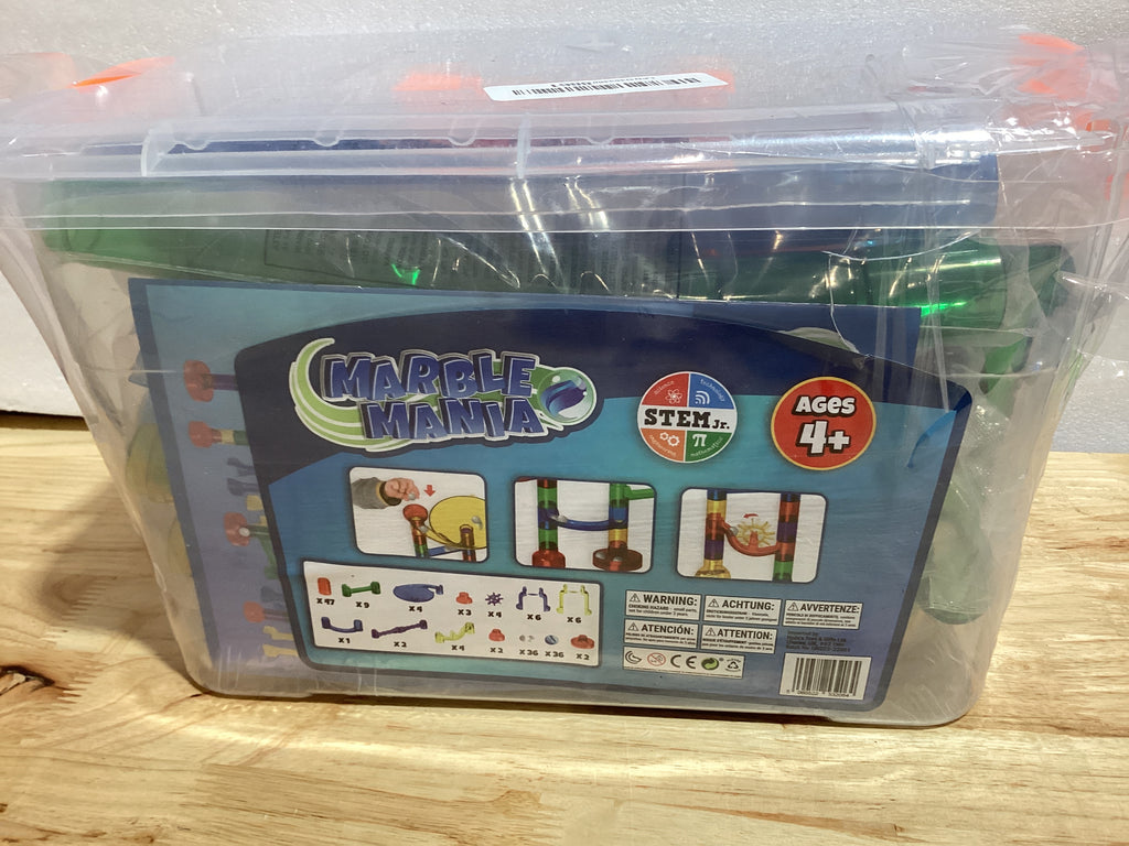⚠️ PRESENTA DAÑO EN LA TAPA Y CAJA — JUGUETE COMPLETO | Pista de Canicas Marble Mania 162 Piezas con Tub de Almacenamiento — Juguete STEM de Construcción para Niños 4-8 Años