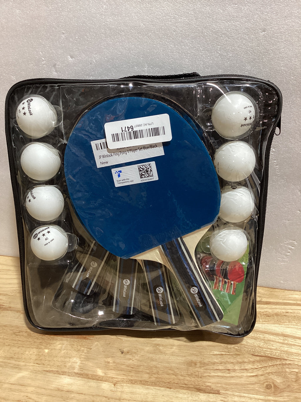 JP Winlook - Set de Ping Pong para 4 Jugadores | Incluye 8 Pelotas | Negro