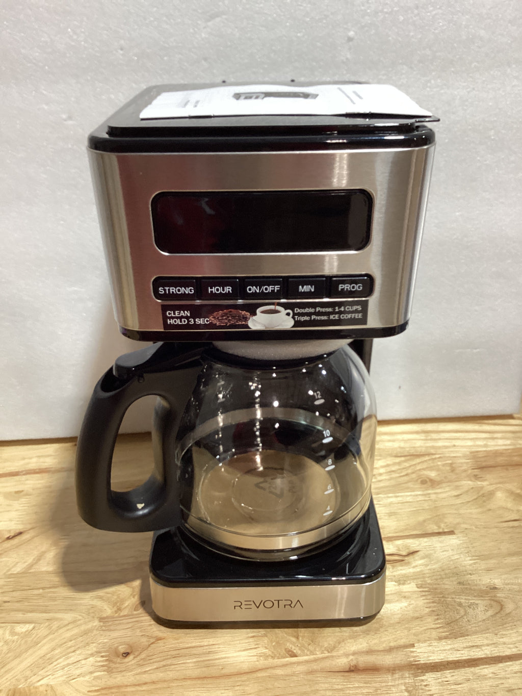 Cafetera Programable REVOTRA 12 Tazas | Café Regular, Fuerte y con Hielo | Timer 24H | Apagado Automático