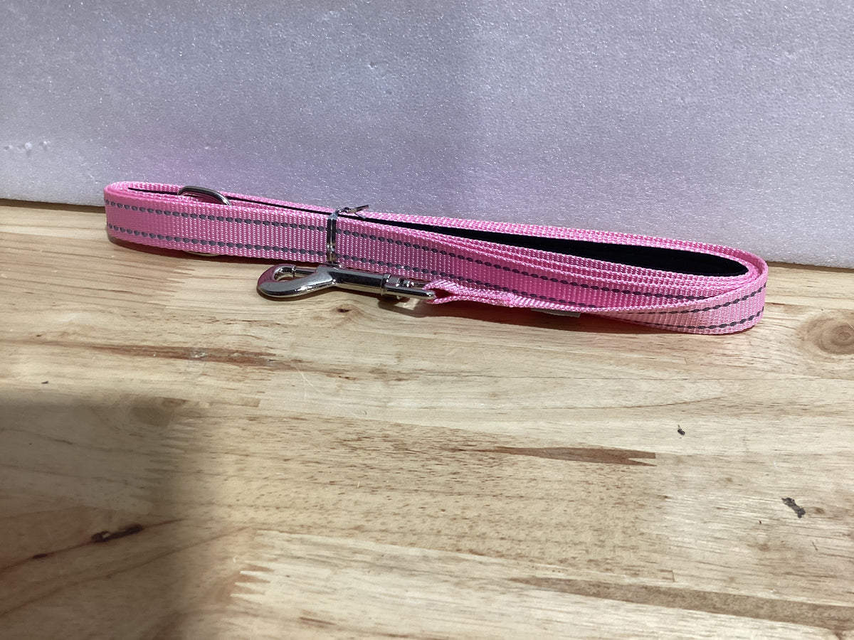 Correa para Perro PenSeePet 6 FT con Mango Acolchado — Nylon Reflectivo para Perros Medianos, Rosa