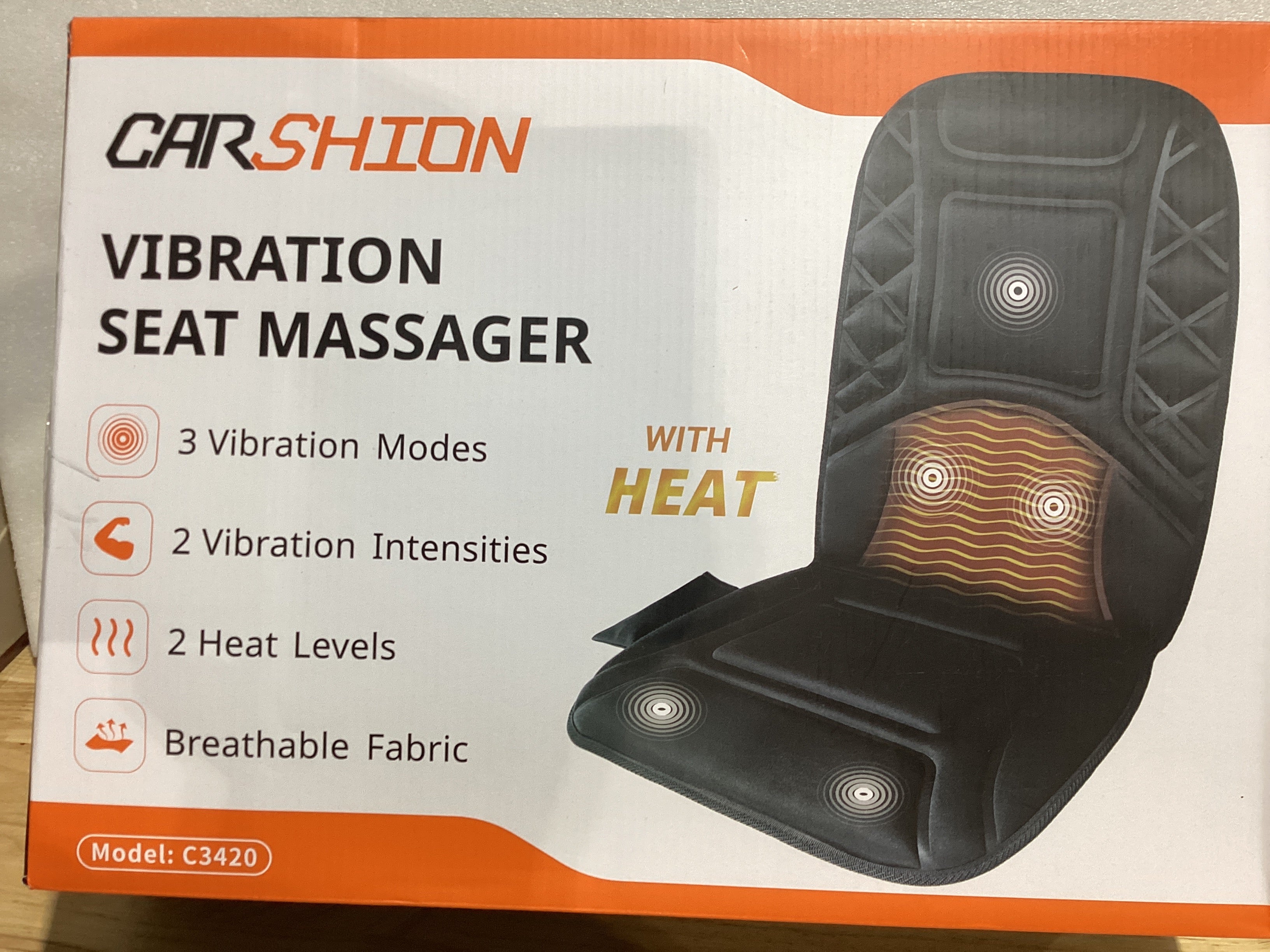 Cojín Masajeador con Calor Mynt – 5 Motores de Vibración, Masaje de Espalda y Asiento con Calefacción