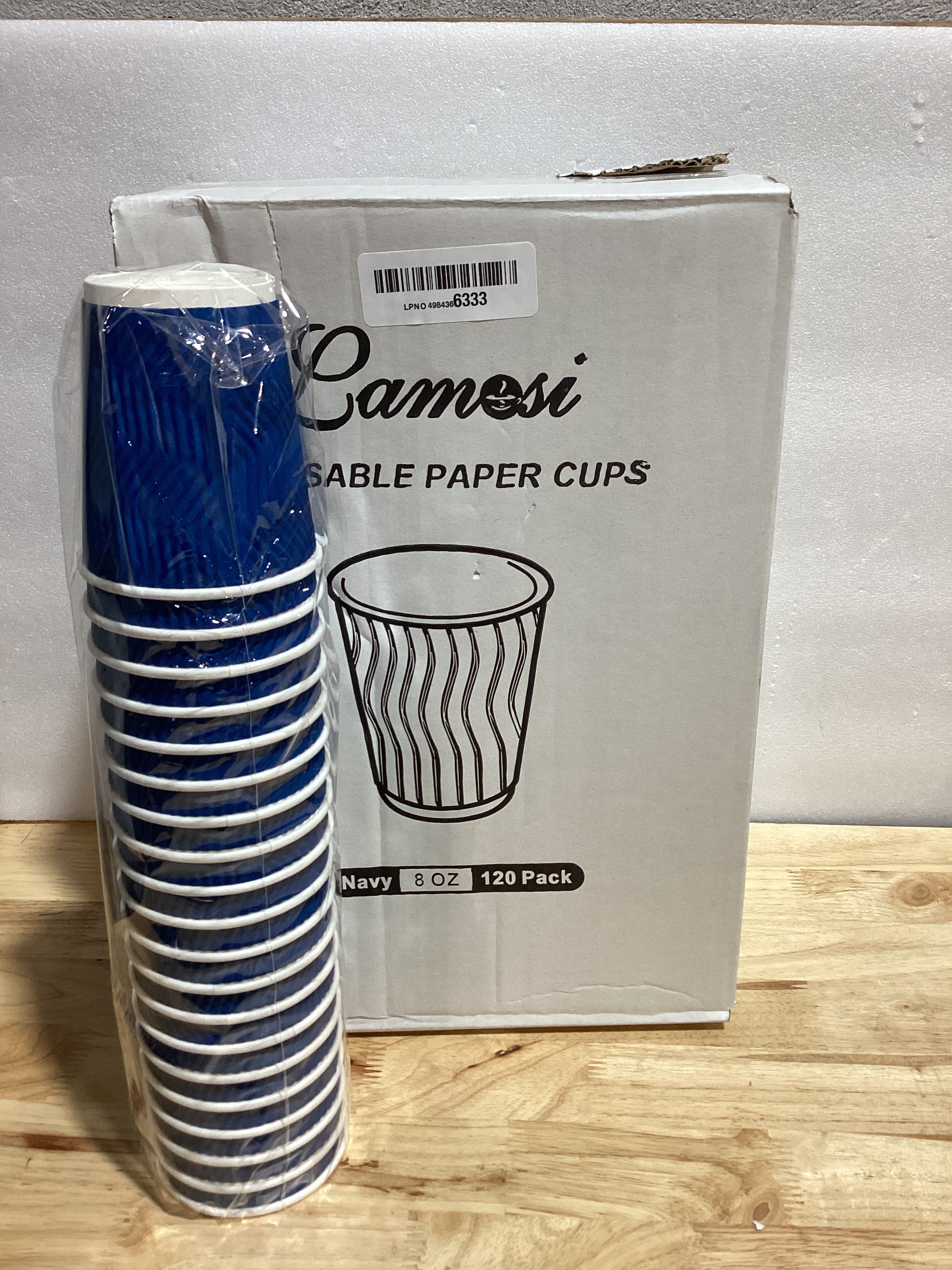 Lamosi Pack de 120 Vasos Desechables de Café 8 oz con Pared Ondulada Kraft – Aislados para Bebidas Calientes y Frías, Color Azul Marino