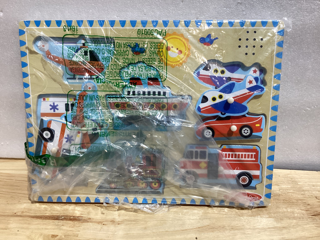 Melissa & Doug Puzzle Vehículos con Sonidos, Rompecabezas de Madera para niños, Tablero de Madera Resistente, Juguete Educativo, Montessori, Regalo para niños y niñas de 2 3 4 años