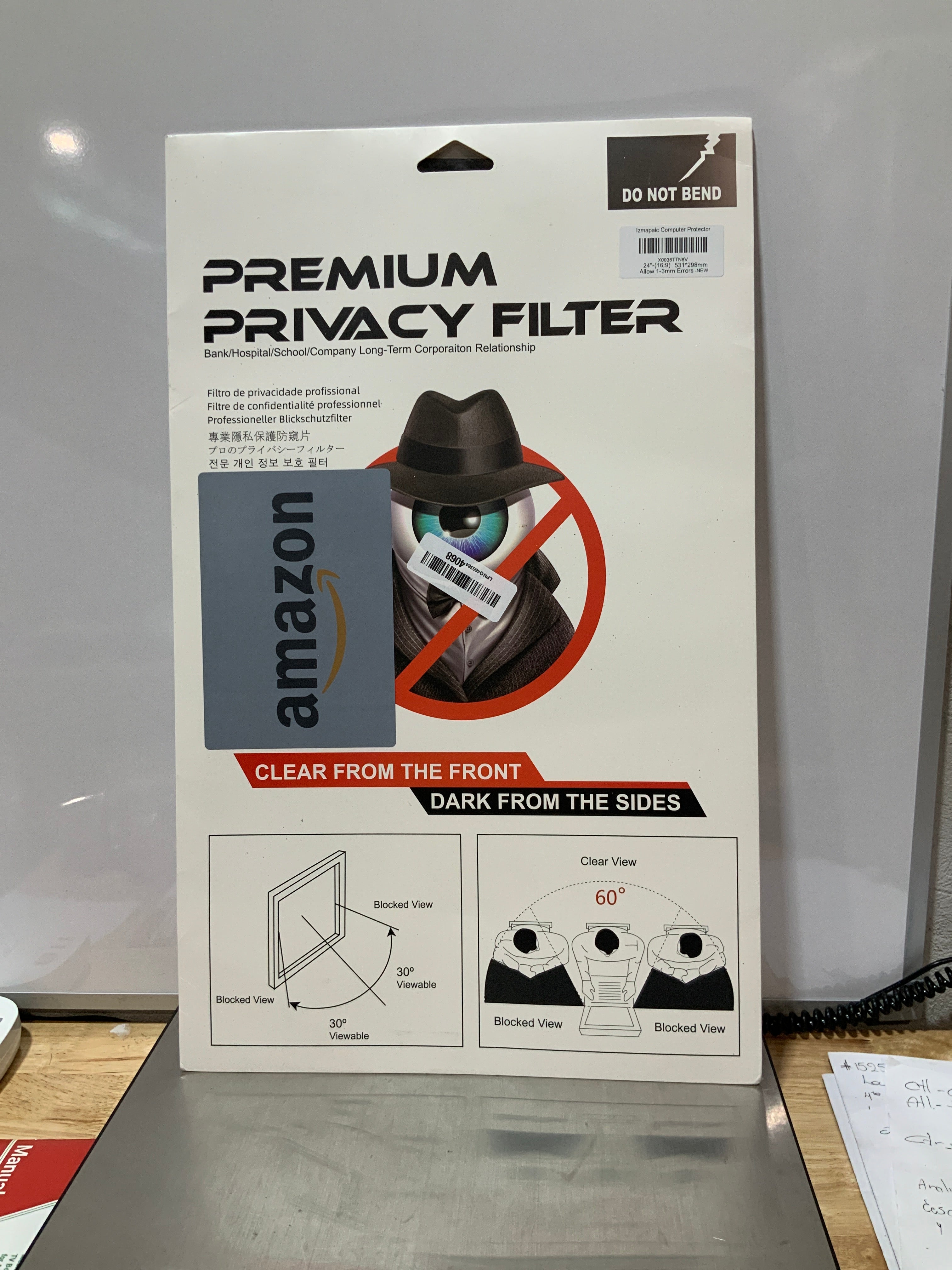 Filtro de Privacidad para Monitor 24" 16:9 – Anti-Espía y Anti-Reflejos, 532x299mm