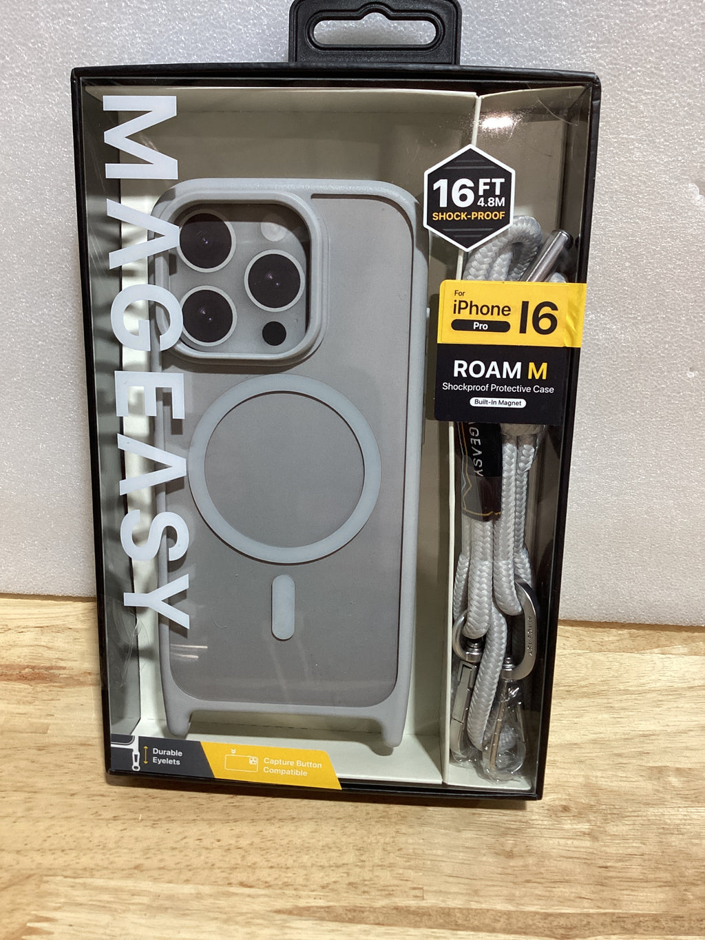 Funda MAGEASY Roam M para iPhone 16 Pro – Con Correa Cruzada, Protección Antícaídas y Compatible con MagSafe, Color Gris Titanio