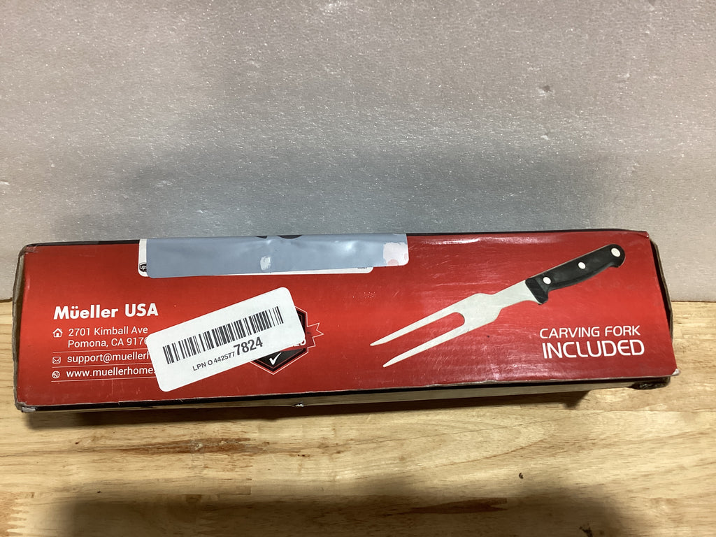 Cuchillo Eléctrico Mueller Ultra-Carver — Para Carne, Pavo y Pan, Hojas Acero Inoxidable, Motor Potente, Incluye Tenedor (Gris)