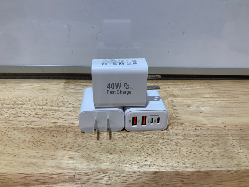 Cargador USB-C 40W 3-Pack — Dual Port PD+QC, Compatible con iPhone, Samsung e iPad