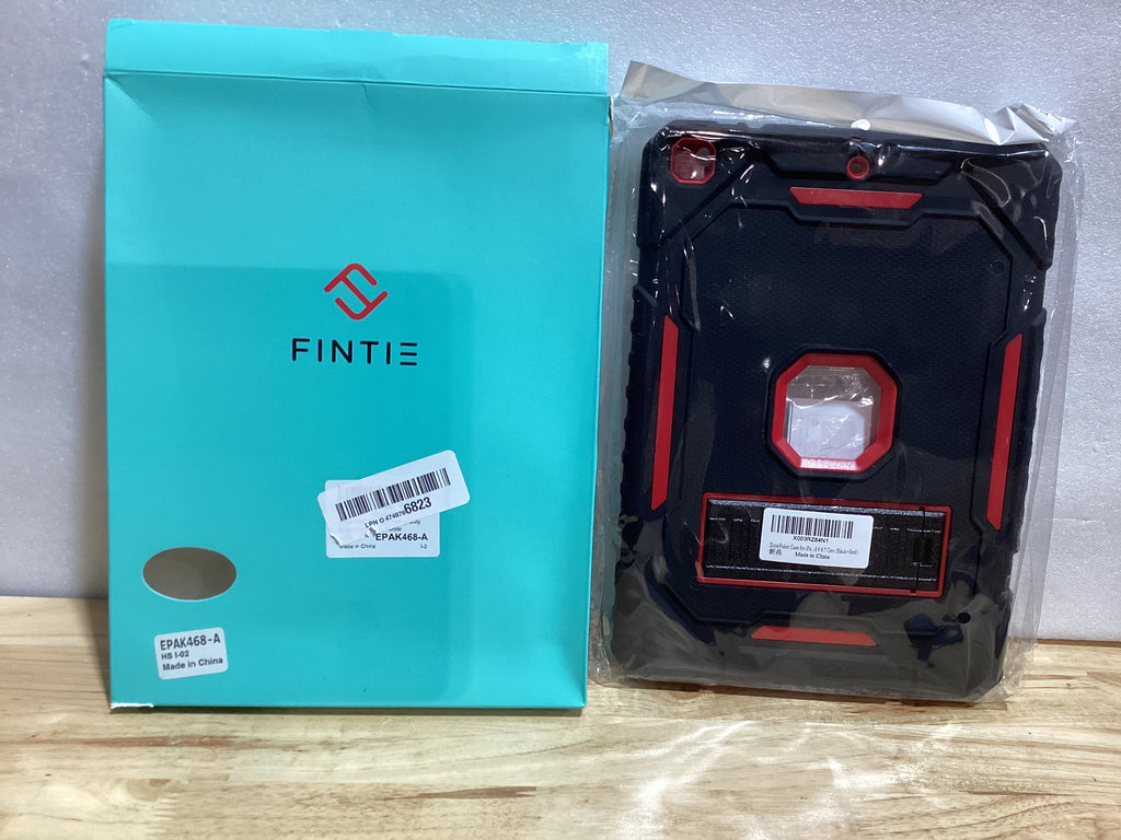 Funda FINTIE Kids para iPad de 9.ª, 8.ª y 7.ª generación (2021/2020/2019) de 10,2 pulgadas, resistente y a prueba de golpes, con soporte integrado para niños y niñas, color negro y rojo.