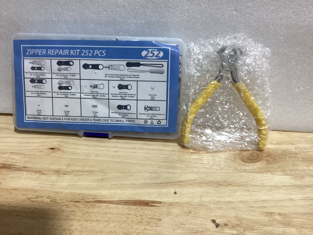 Meikeer Kit de reparación de cremallera de 252 piezas con cremalleras y tiradores de repuesto, herramientas universales para equipaje, bolsos, chaquetas y equipo al aire libre