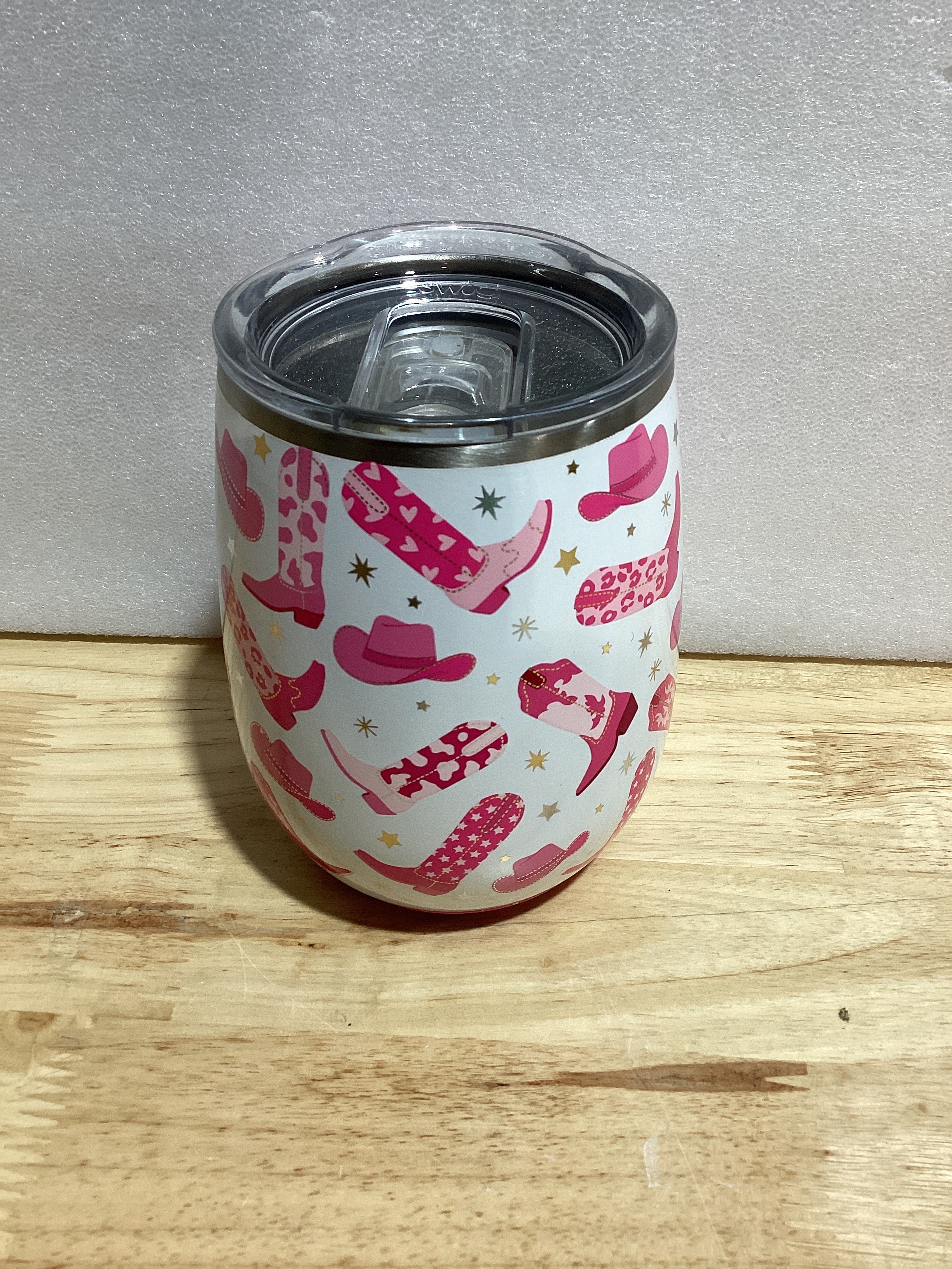 Copa de Vino Térmica Swig Life 14oz — Tumbler Acero Inoxidable con Tapa, Diseño Cowgirl "Let's Go Girls", Regalo Despedida y Cumpleaños