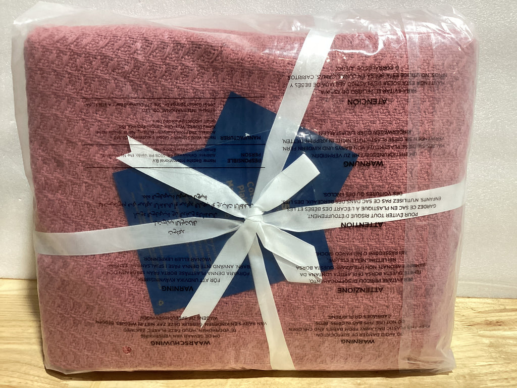 Cobija de Algodón 100% Bedsure Gentlesoft Twin XL – Tejido Waffle, Transpirable y Suave | Rosa Dusty 66x90"