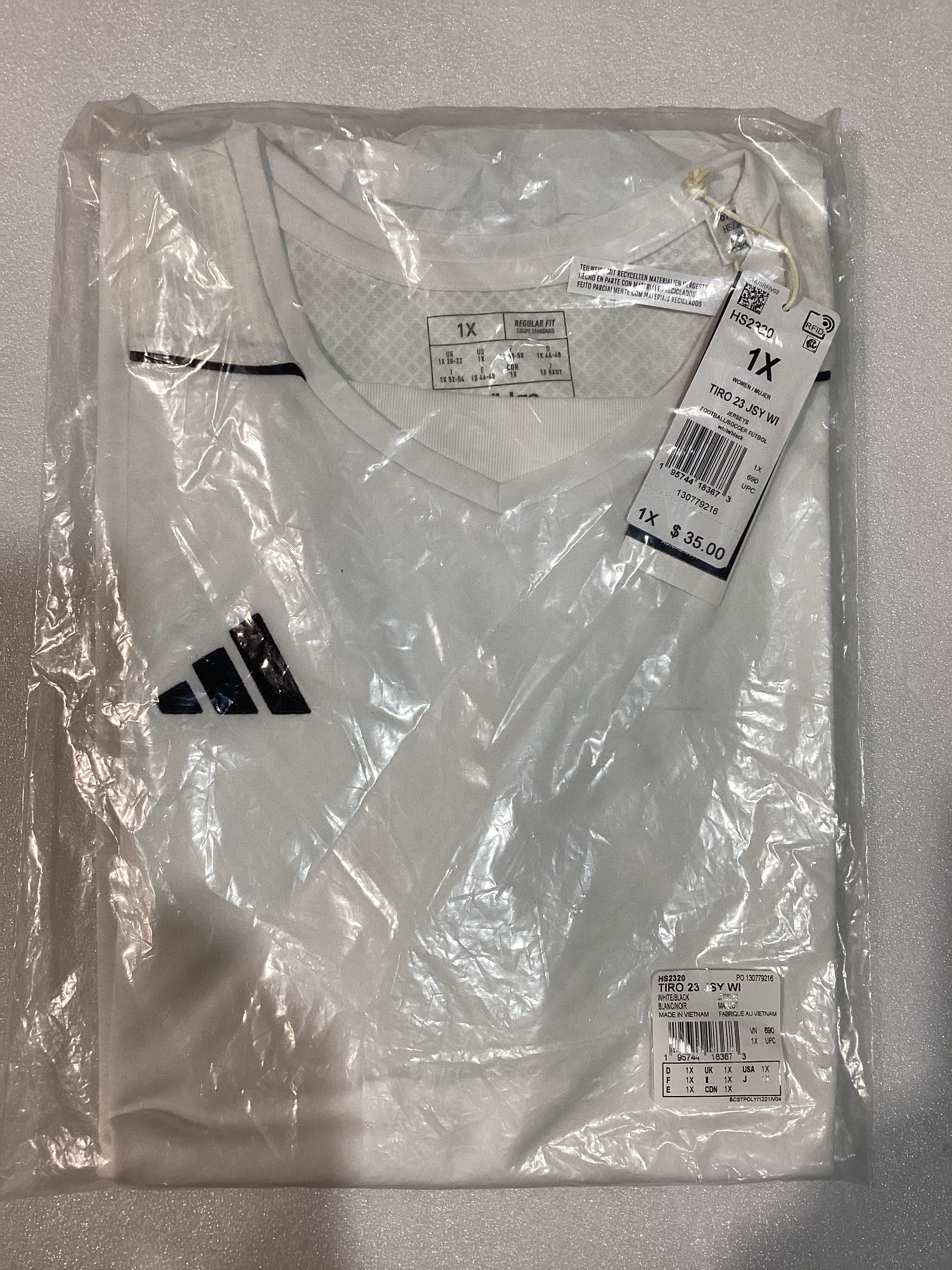 adidas Tiro 23 League – Camiseta de Fútbol Manga Corta Cuello en V para Mujer Talla 1X Color Blanco/Negro