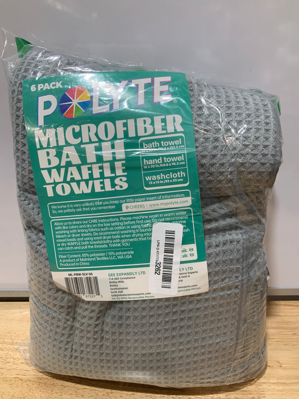 POLYTE Juego de toallas de baño de gran tamaño de microfibra de secado rápido de 430 GSM, sin pelusas, 6 piezas (tejido de gofre)