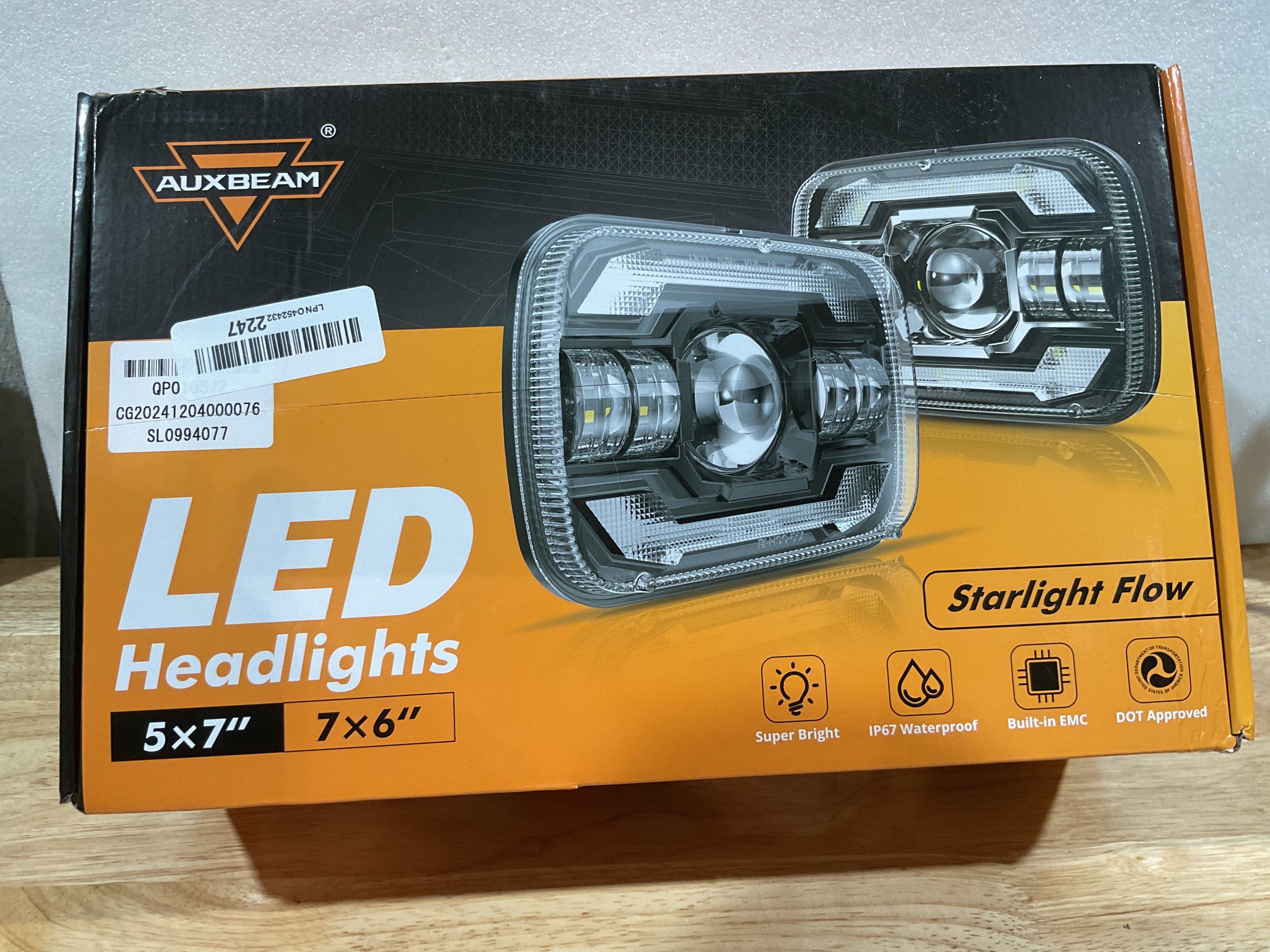 Faros LED 5x7 Auxbeam 12000LM con DRL y Luz de Giro | Compatible con Jeep Cherokee XJ, Wrangler YJ, Ford y Chevrolet