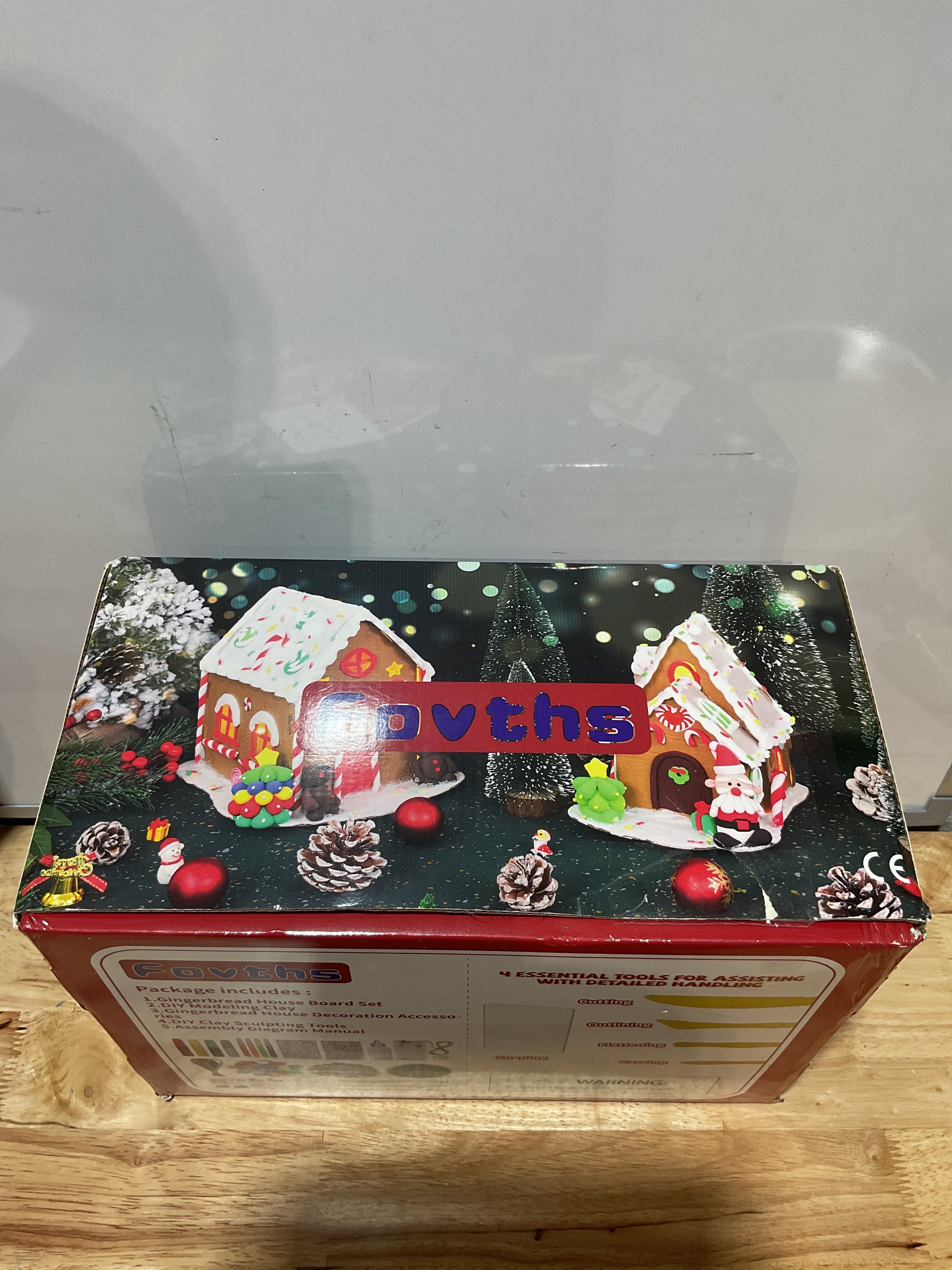 Kit Casa de Jengibre Navideña DIY Fovths x4 con Luces y Arcilla — Manualidades Navideñas para Niños