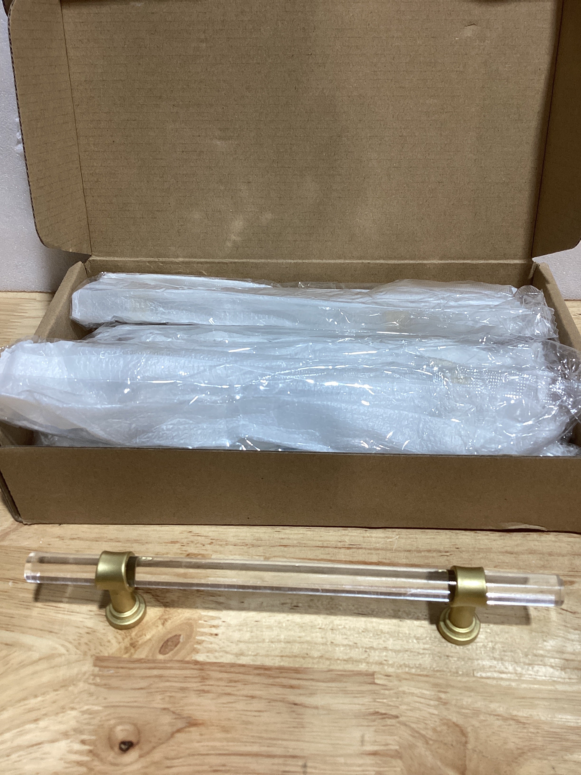 Jaladeras de Gabinete goldenwarm x10 Acrílico Cristal con Latón Cepillado 5" – Herraje Dorado para Cocina, Cómodas y Armarios