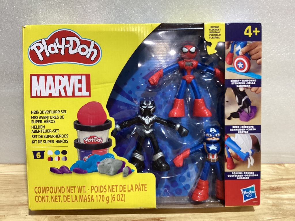 Play-Doh Marvel Hero Adventure Playset – 3 Figuras de Acción Marvel con Herramientas (Black Panther, Captain America y Spider-Man) para Niños +4 años