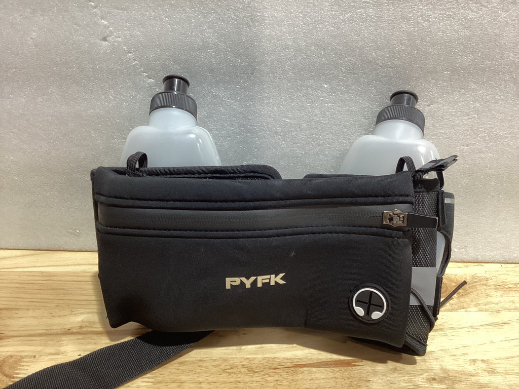 PYFK Cinturón para correr con botellas de agua, cinturón de hidratación para hombres y mujeres, soporte para botella de agua, bolsa para correr, cinturón de agua, riñonera para teléfonos de 7 pulgadas
