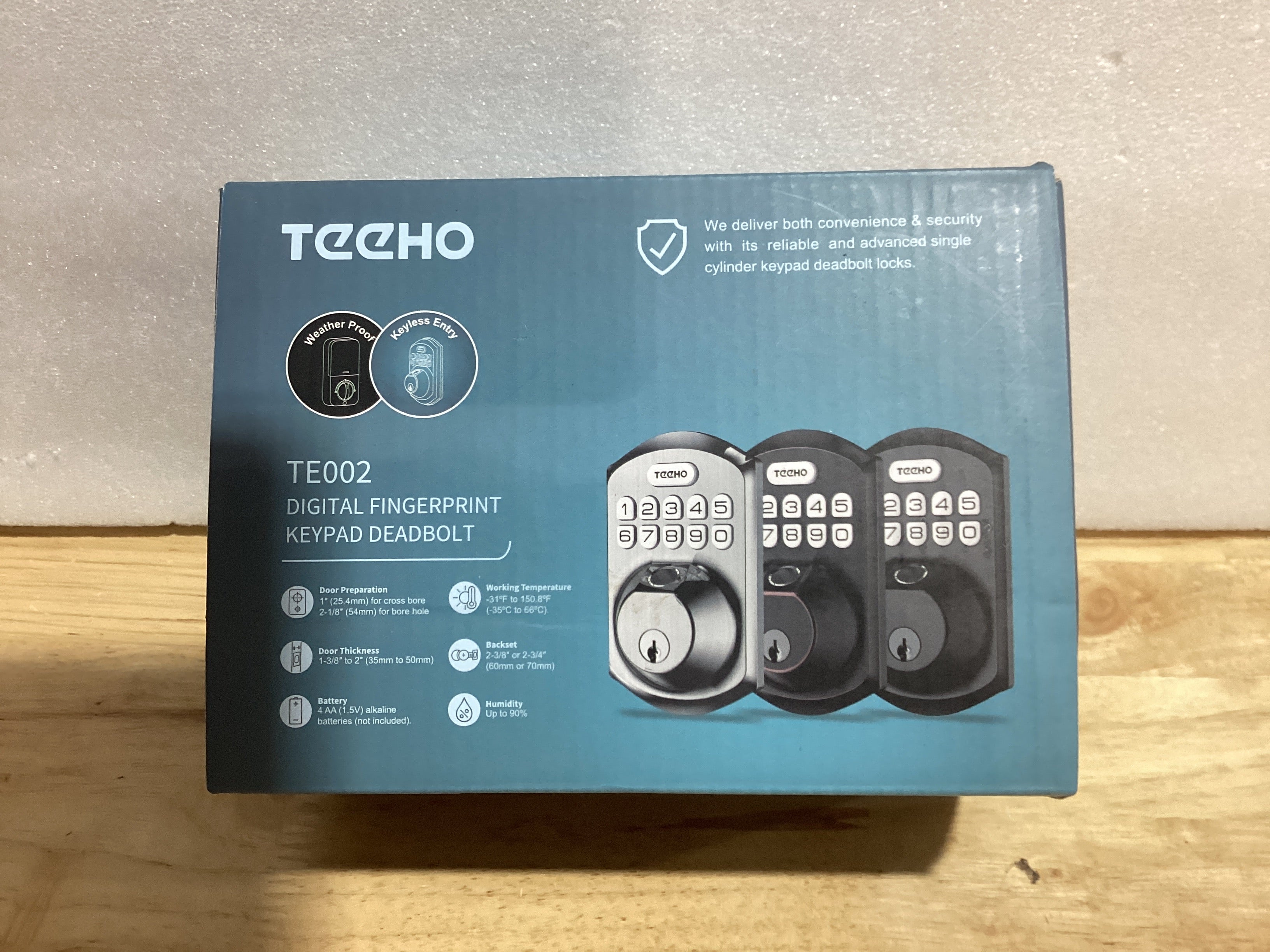Cerradura Inteligente TEEHO TE002 — Huella Digital, Teclado Electrónico, Sin Llave, Deadbolt con 2 Llaves de Respaldo, Niquelado