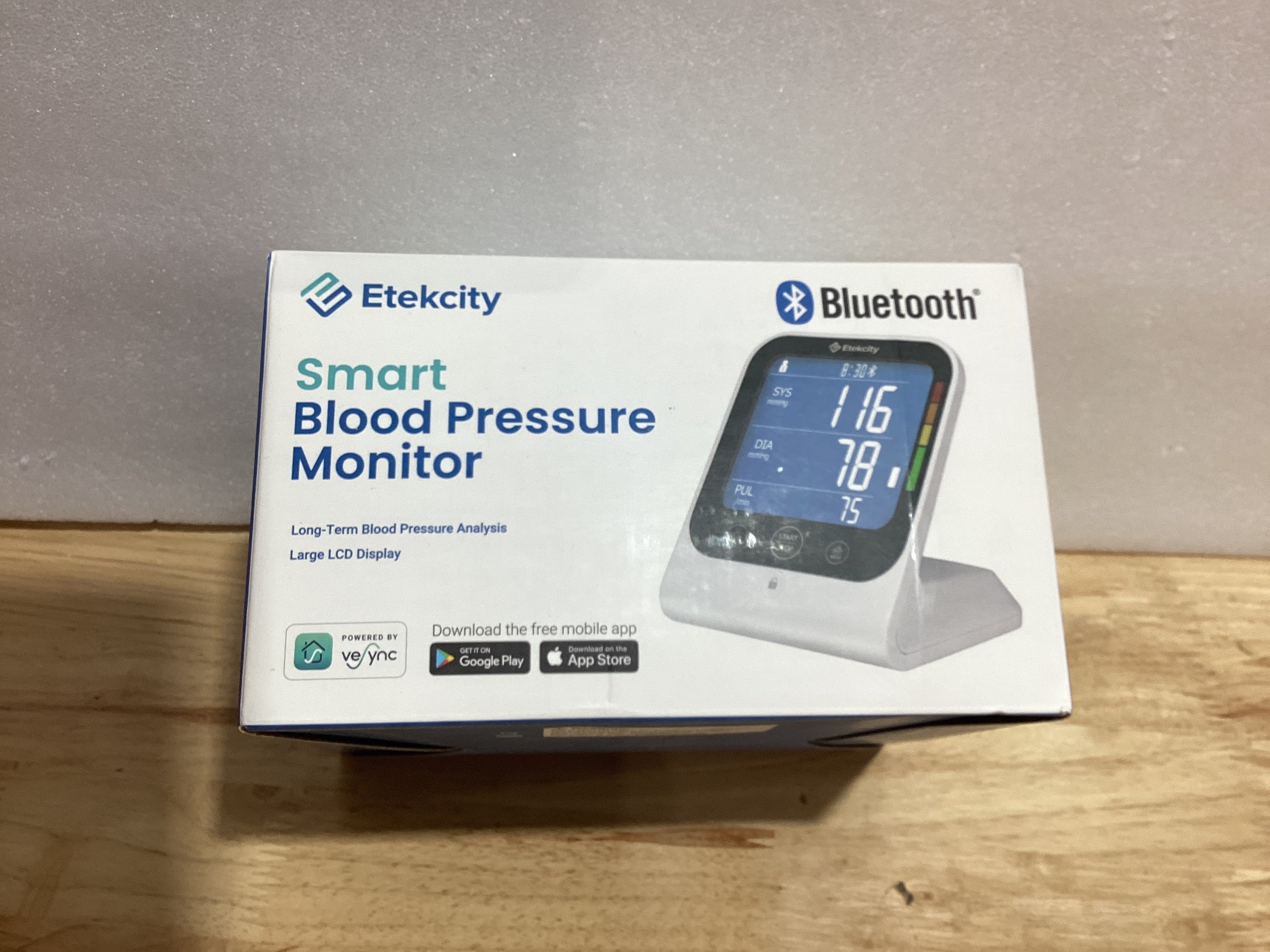 Tensímetro Digital Etekcity Bluetooth Brazo Superior — Detección Arritmia, Manguito Ancho 8.6"-16.5", con App, Nuevo Caja Abierta