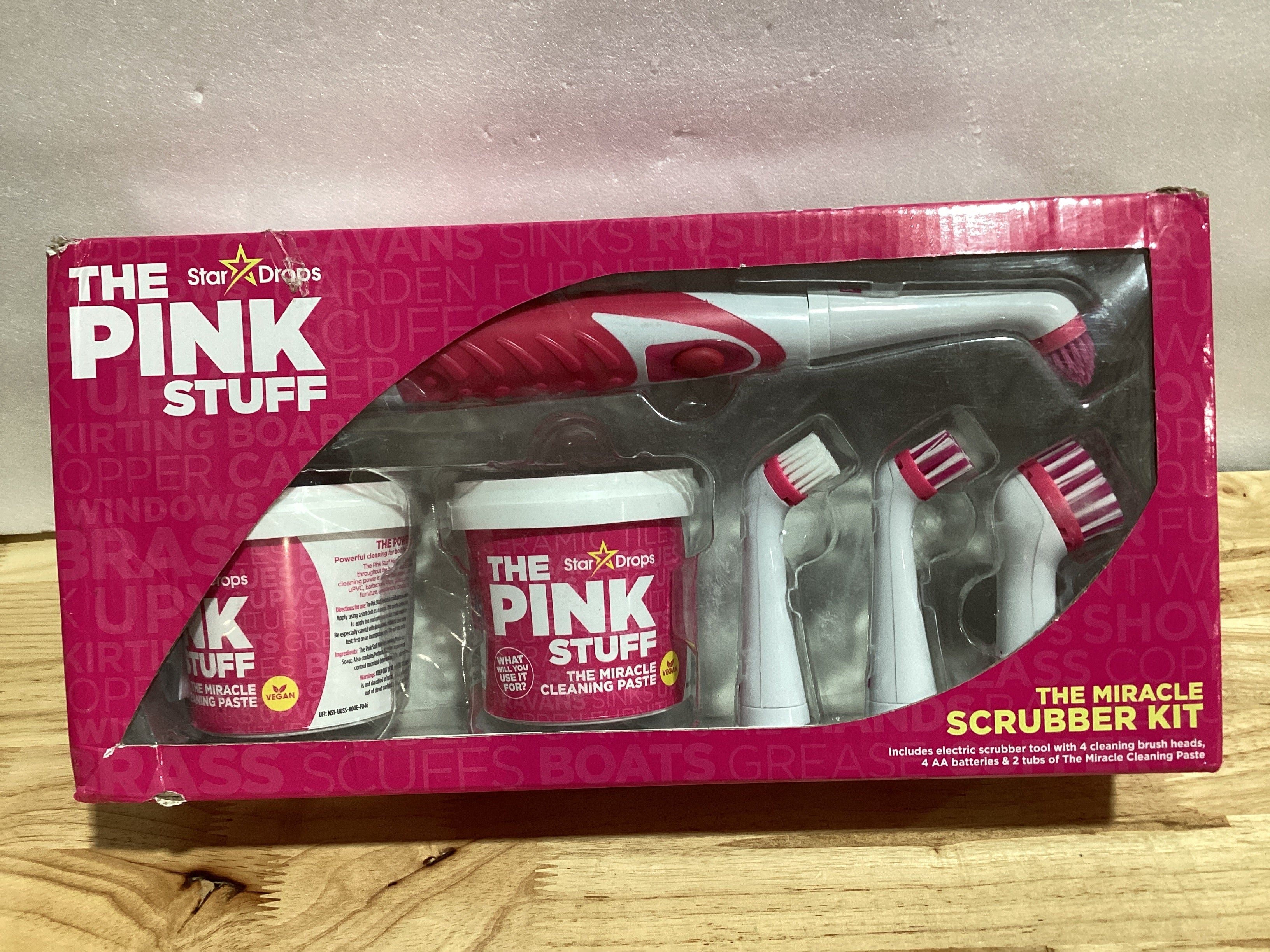 Kit de Limpieza Stardrops The Pink Stuff — 2 Pastas Milagrosas + Fregador Eléctrico + 4 Cabezales, 6 Piezas