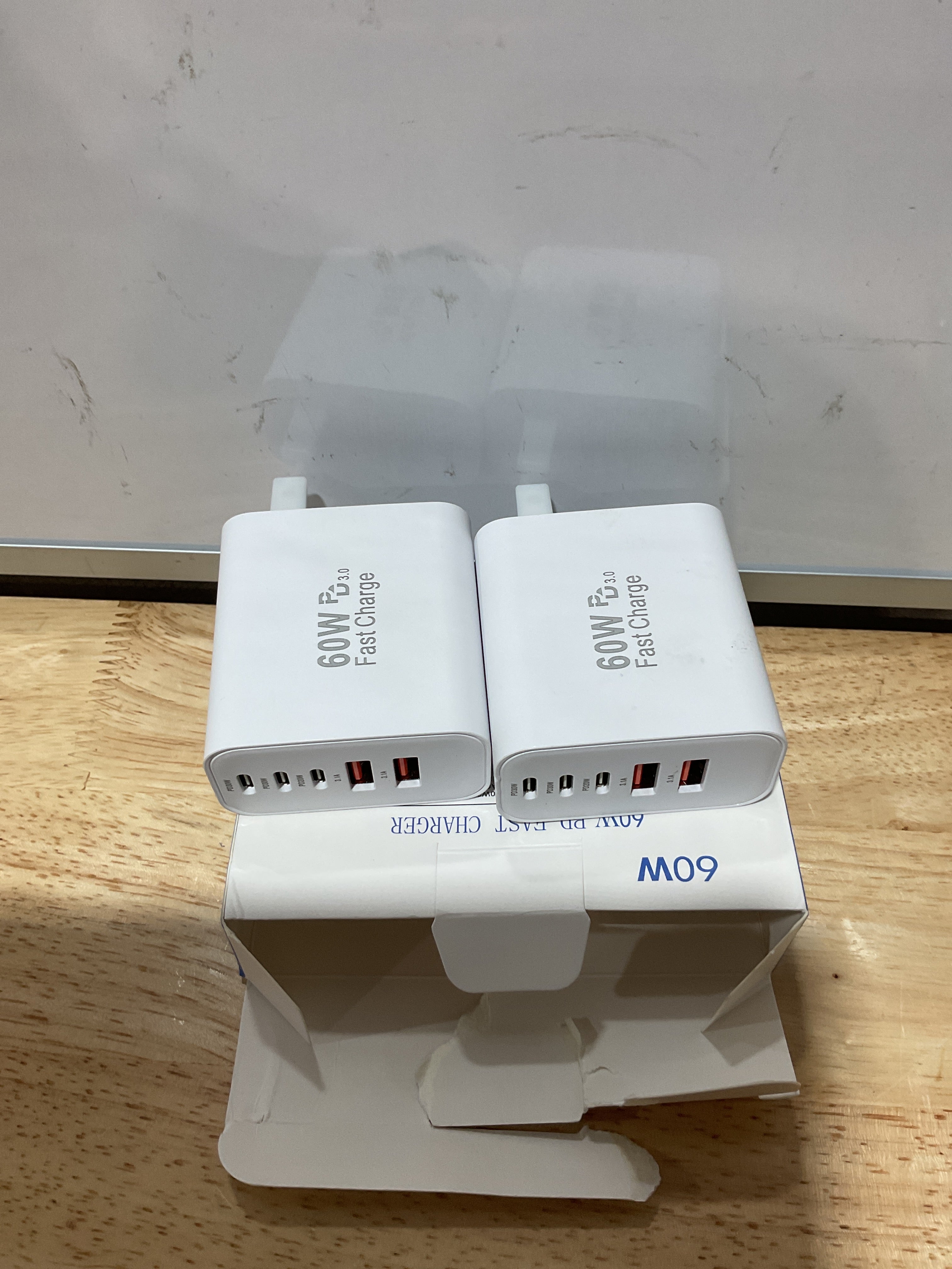 Cargador USB-C 60W Multipuerto 5 Puertos – 2 Pack | Compatible con iPhone, iPad y Galaxy