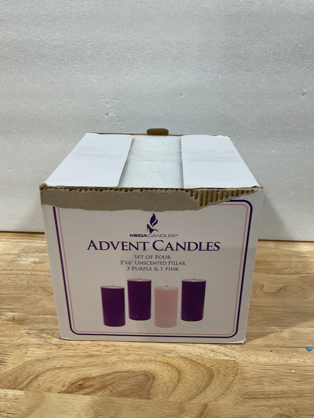 Mega Candles - Juego de 4 velas de Adviento navideñas sin aroma, cera premium vertida a mano, redonda, de 7,6 x 15,2 cm, para festividades, ocasiones especiales, eventos, festividades, devocionales, iglesias, coronas y regalos. 