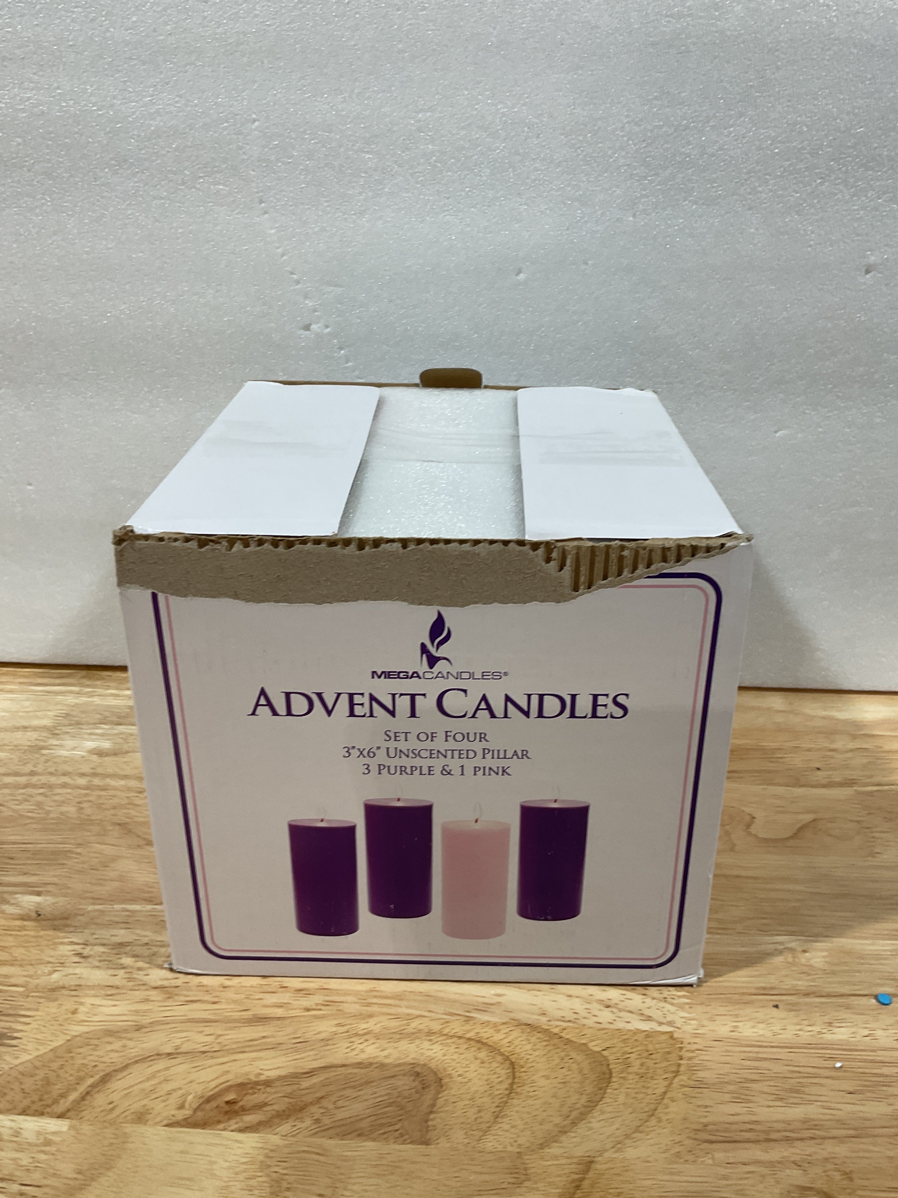 Velas de Adviento Mega Candles – Set 4 Piezas Redondas de Cera Premium Sin Aroma